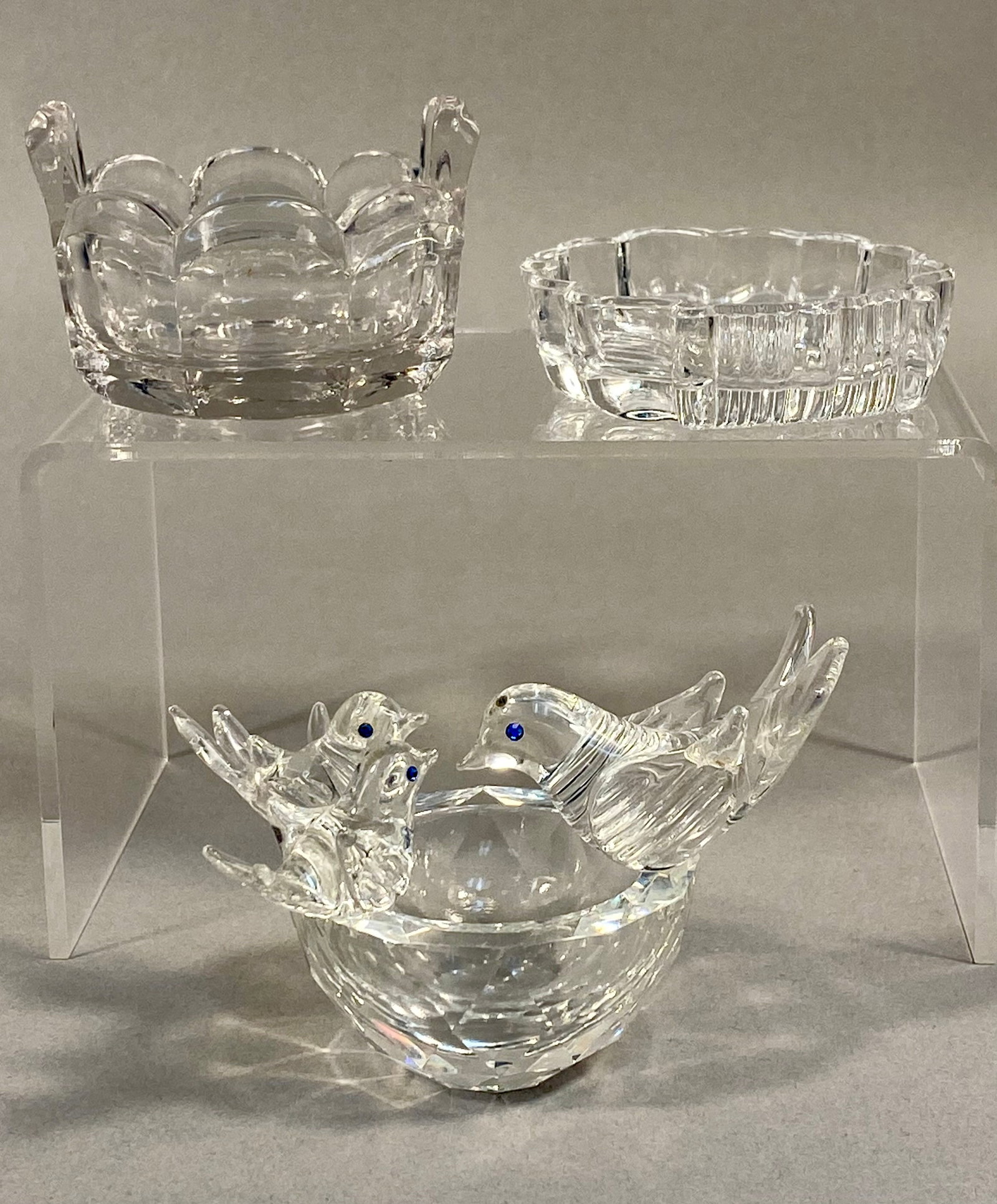 Trio of American Pressed Glass Open Salts and Decorative Dish Including U.S. Glass Company (1 of 10)