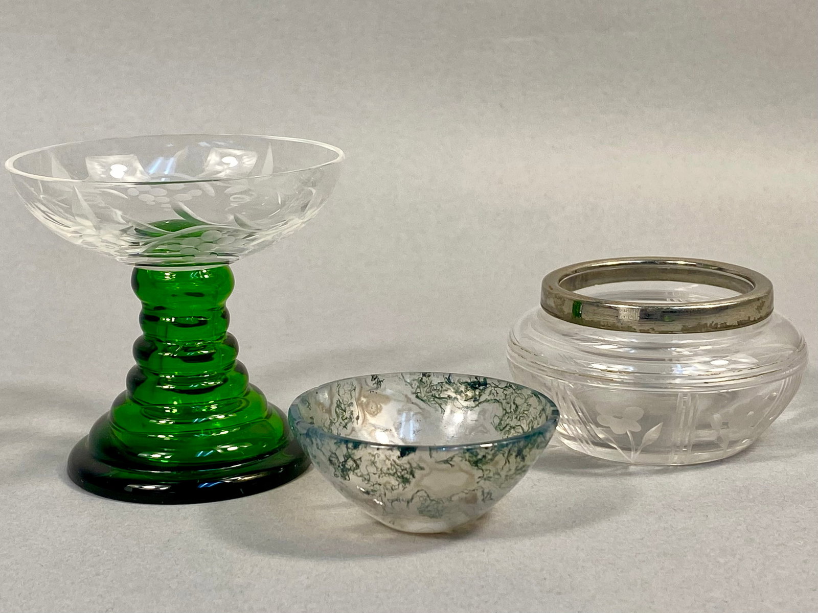 A Trio of Decorative Glass Items including a Roemer-Style Glass (1 of 9)