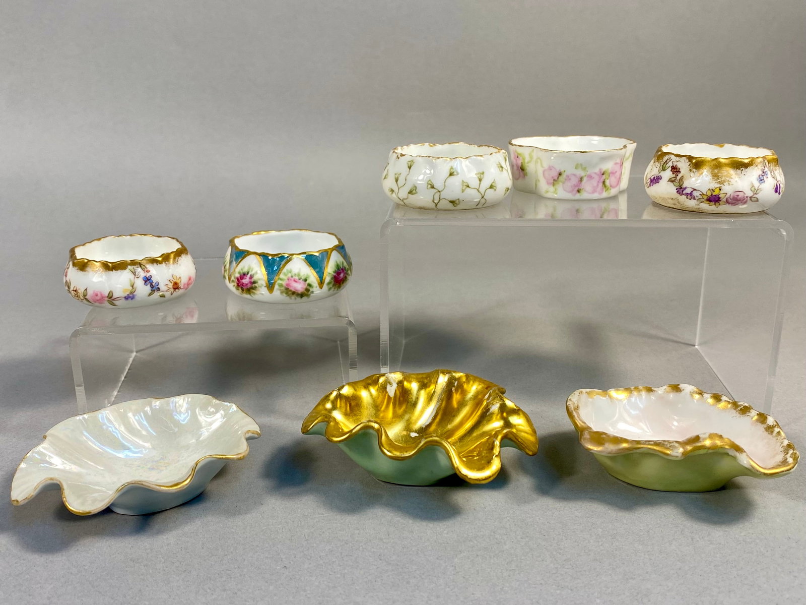 A Collection of Eight Limoges Porcelain Salt Cellars and Nut Dishes (1 of 10)