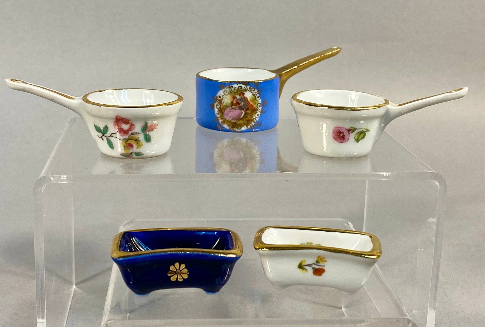 A Collection of Five Limoges Porcelain Miniature Tubs and Saucepans Including Lasserre Restaurant (1 of 10)