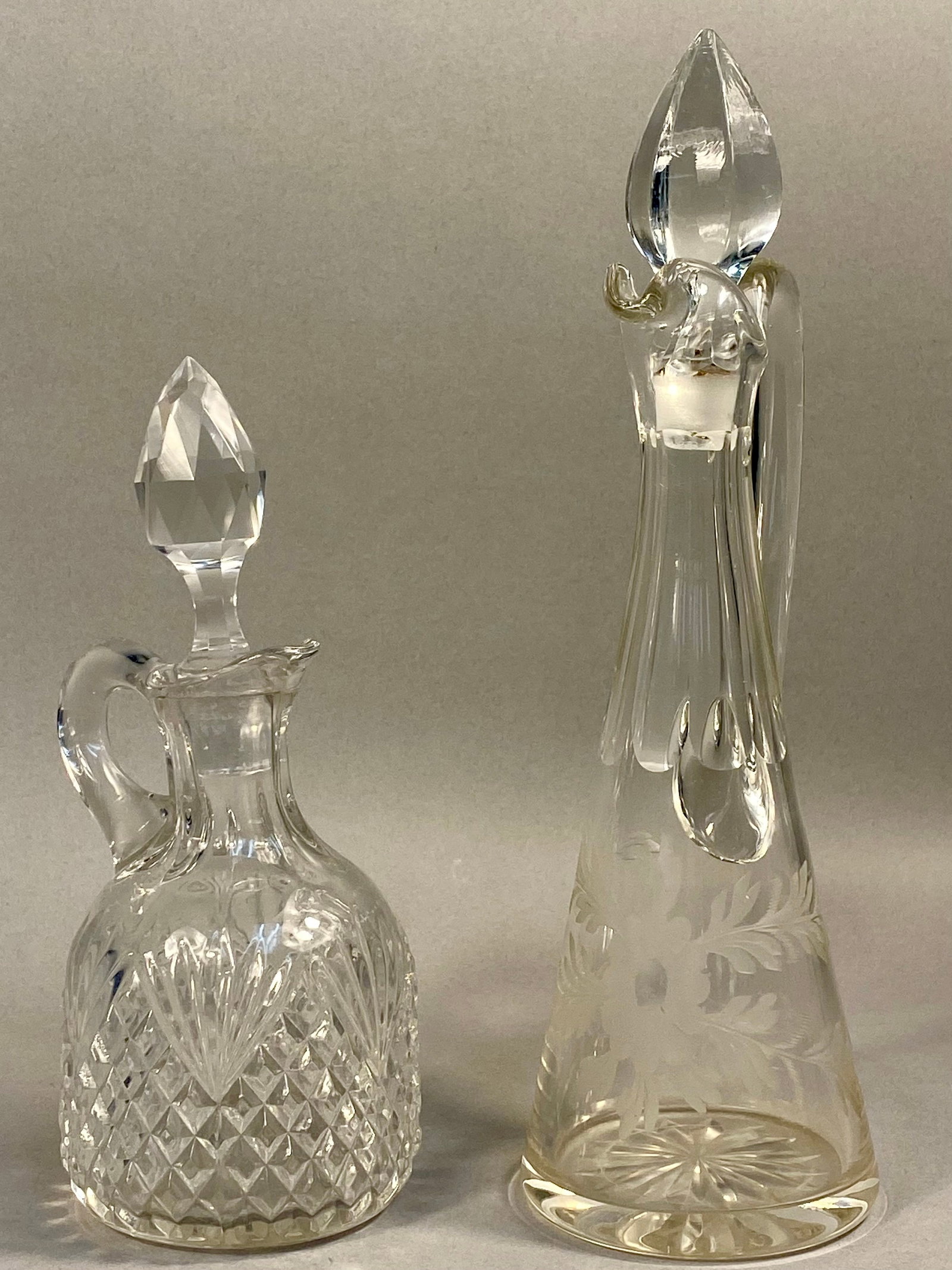 Two Vintage Cut and Engraved Crystal Cruets with Stoppers (1 of 5)
