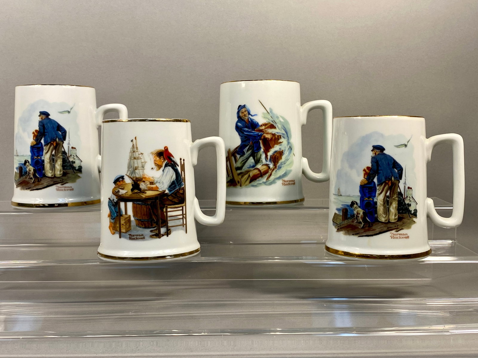 A Set of Norman Rockwell Museum Seafarers Collection Porcelain Tankard Mugs (1 of 6)