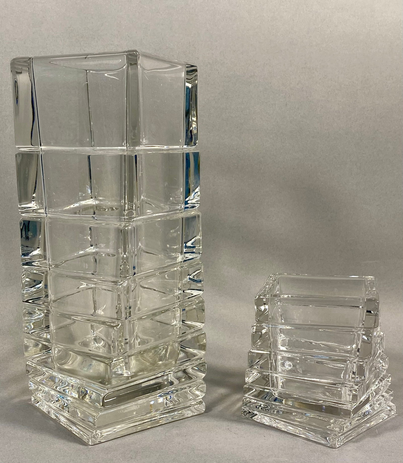 A Pair of Rosenthal Studio-Linie Clear Crystal Geometric Vases (1 of 4)