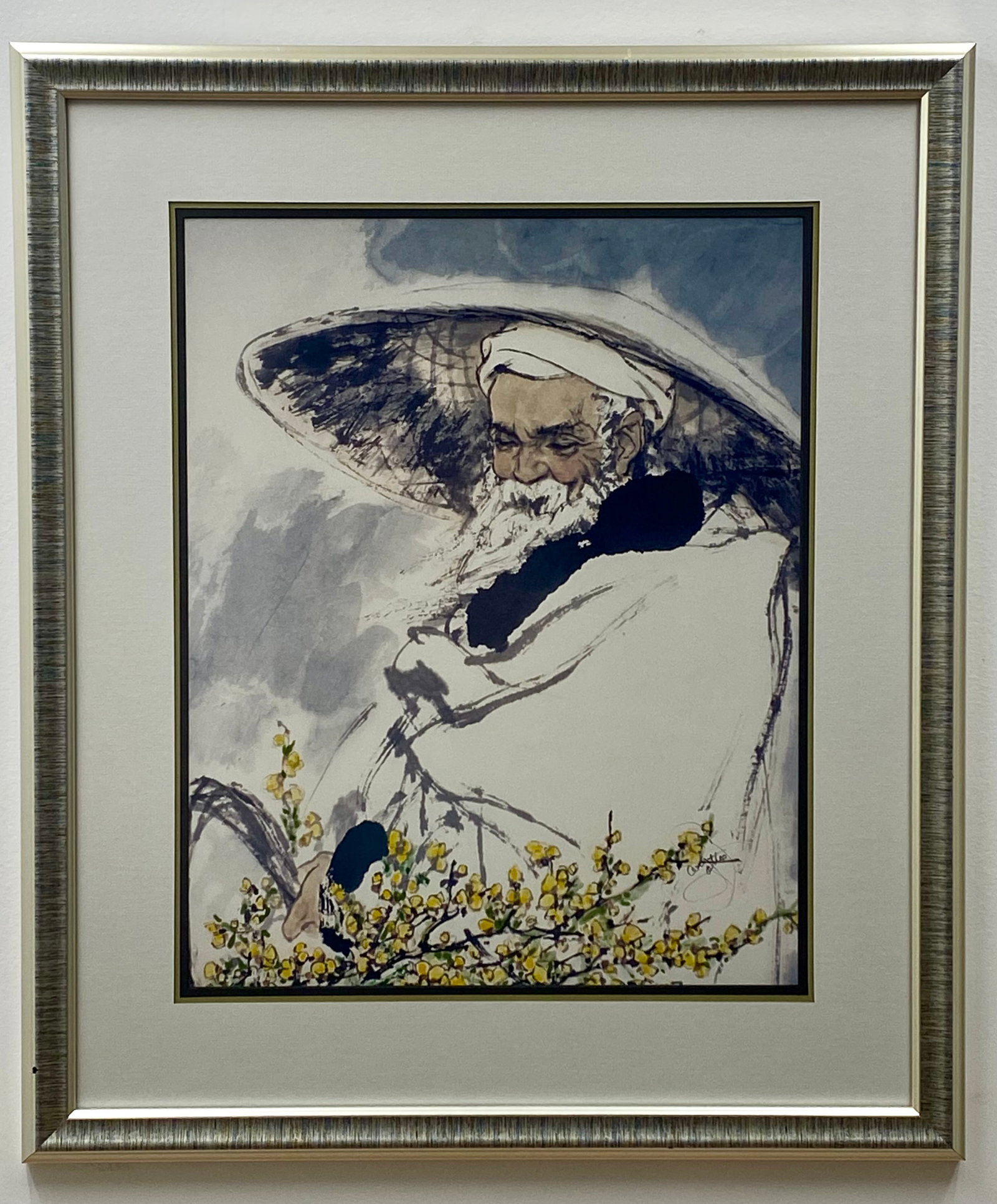 Portrait of an Elderly Man with Conical Hat, Watercolor and Gouache (1 of 8)