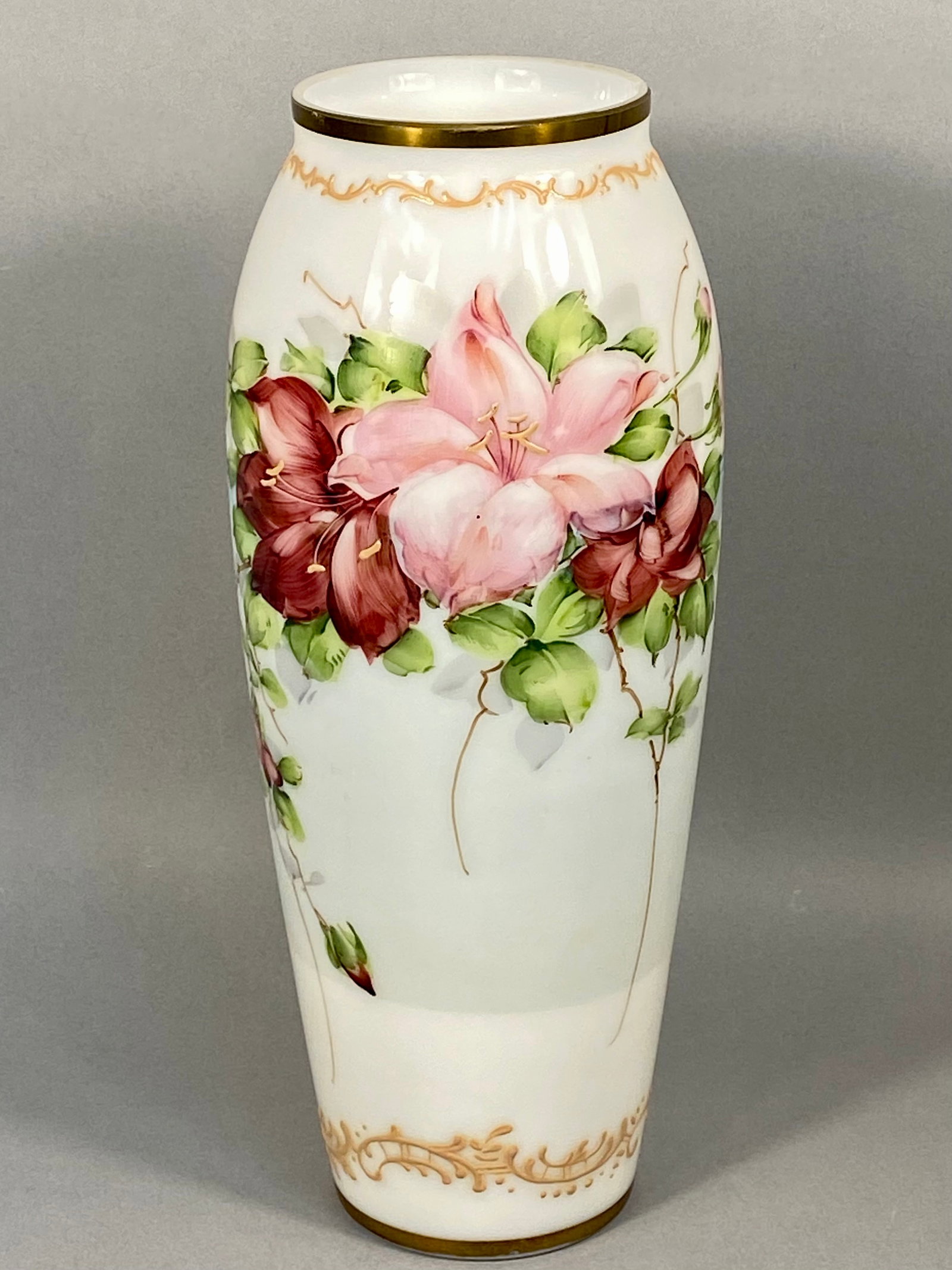 Hand-Painted DeLuxe Inc. Milk Glass Vase Signed P. Connin (1 of 5)