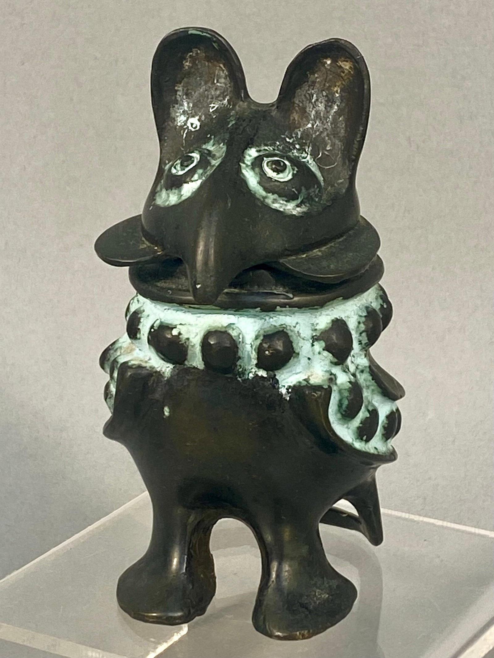 Modernist Patinated Bronze Anthropomorphic Lidded Vessel (1 of 5)