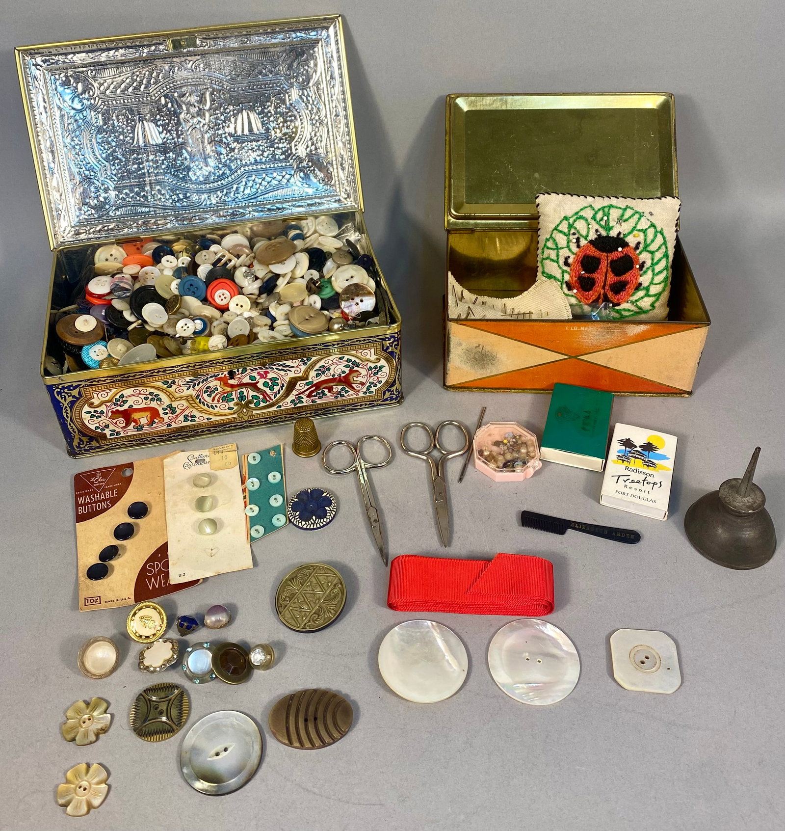 A Collection of Vintage Sewing Notions, Buttons, and Decorative Tins (1 of 9)