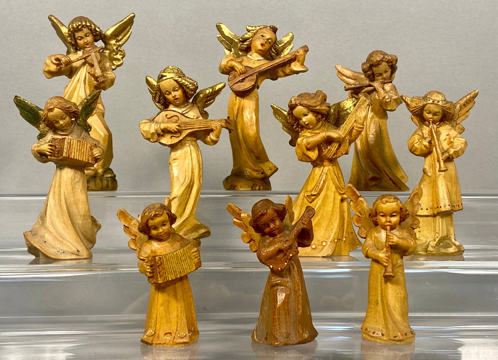 A Set of Ten Anri Hand Carved Wood Musical Angel Figurines (1 of 9)