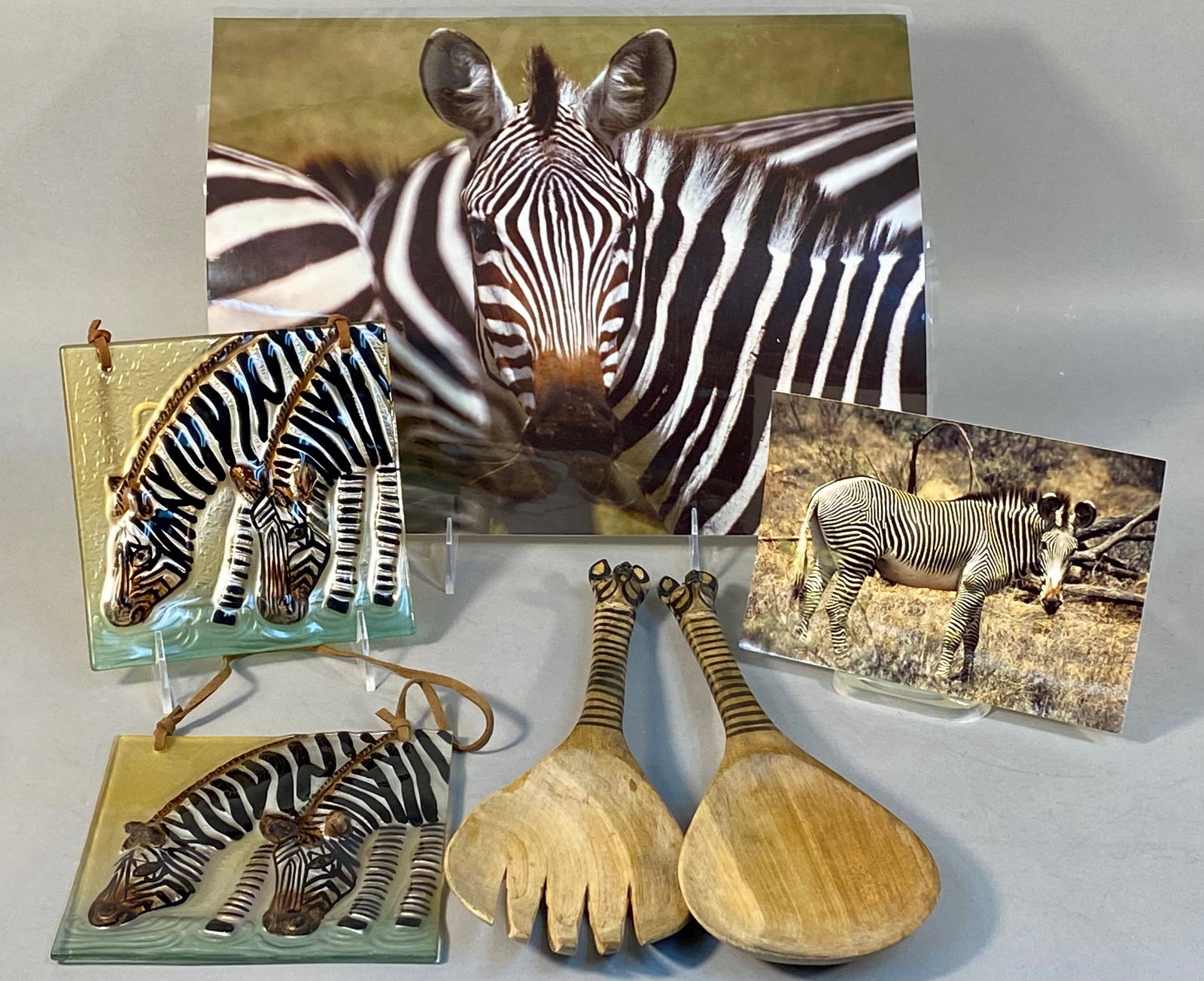 An Assortment of Zebra-Themed Decorative Glass, Wood, and Photography (1 of 7)