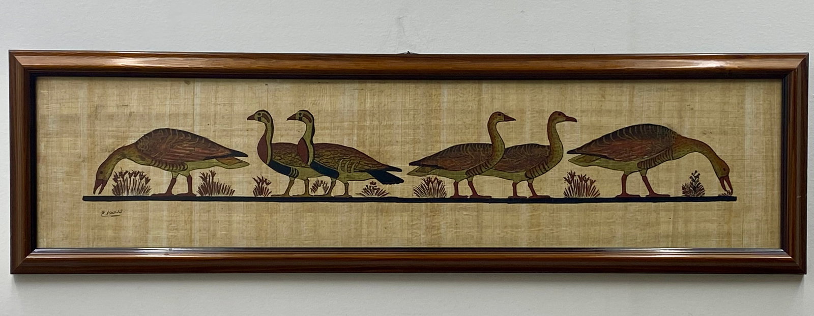 Signed in Arabic, Hand Painted Egyptian Papyrus After the Geese of Meidum (Signed) (1 of 9)