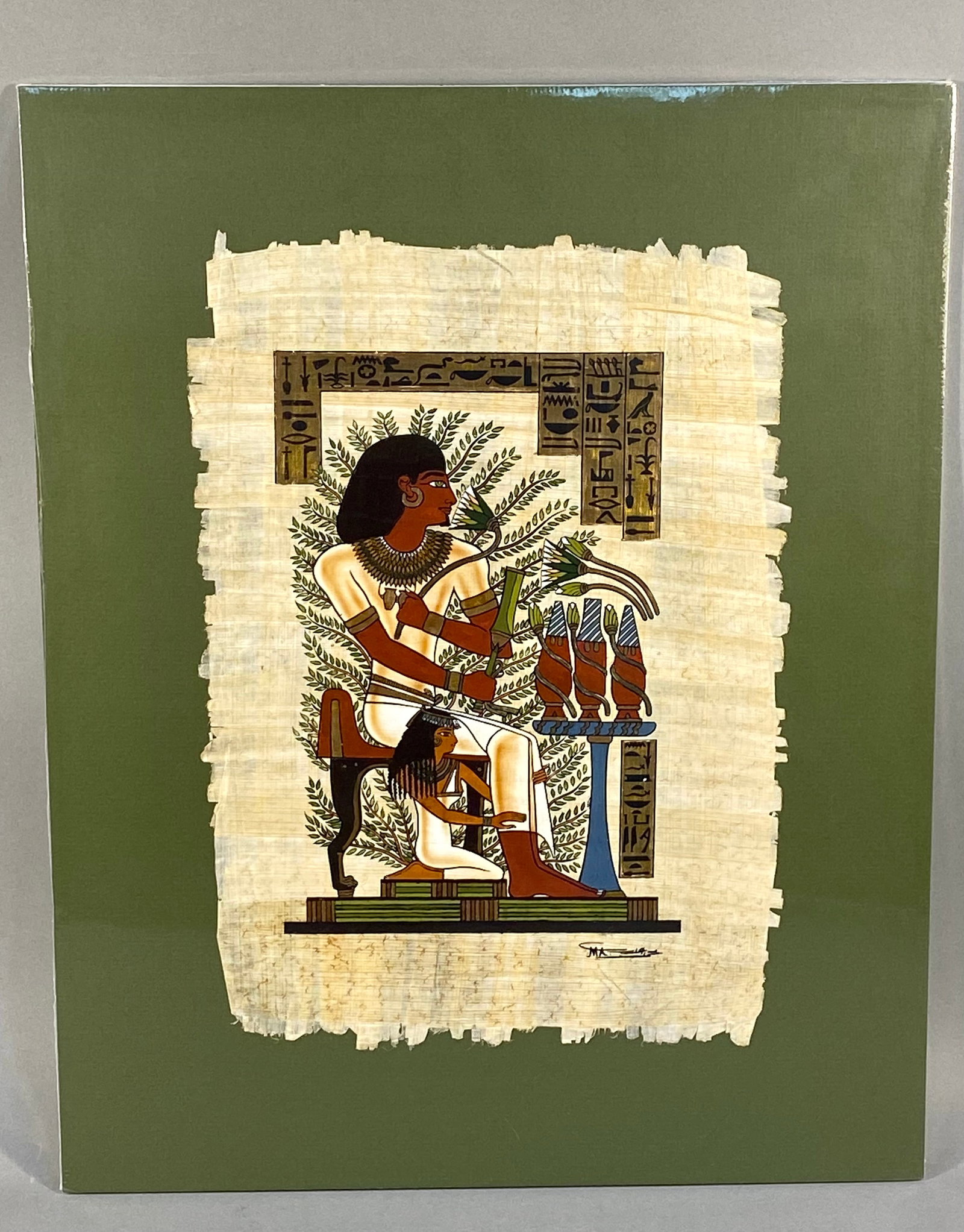 MA, Egyptian Style Painting on Papyrus (Signed) (1 of 6)