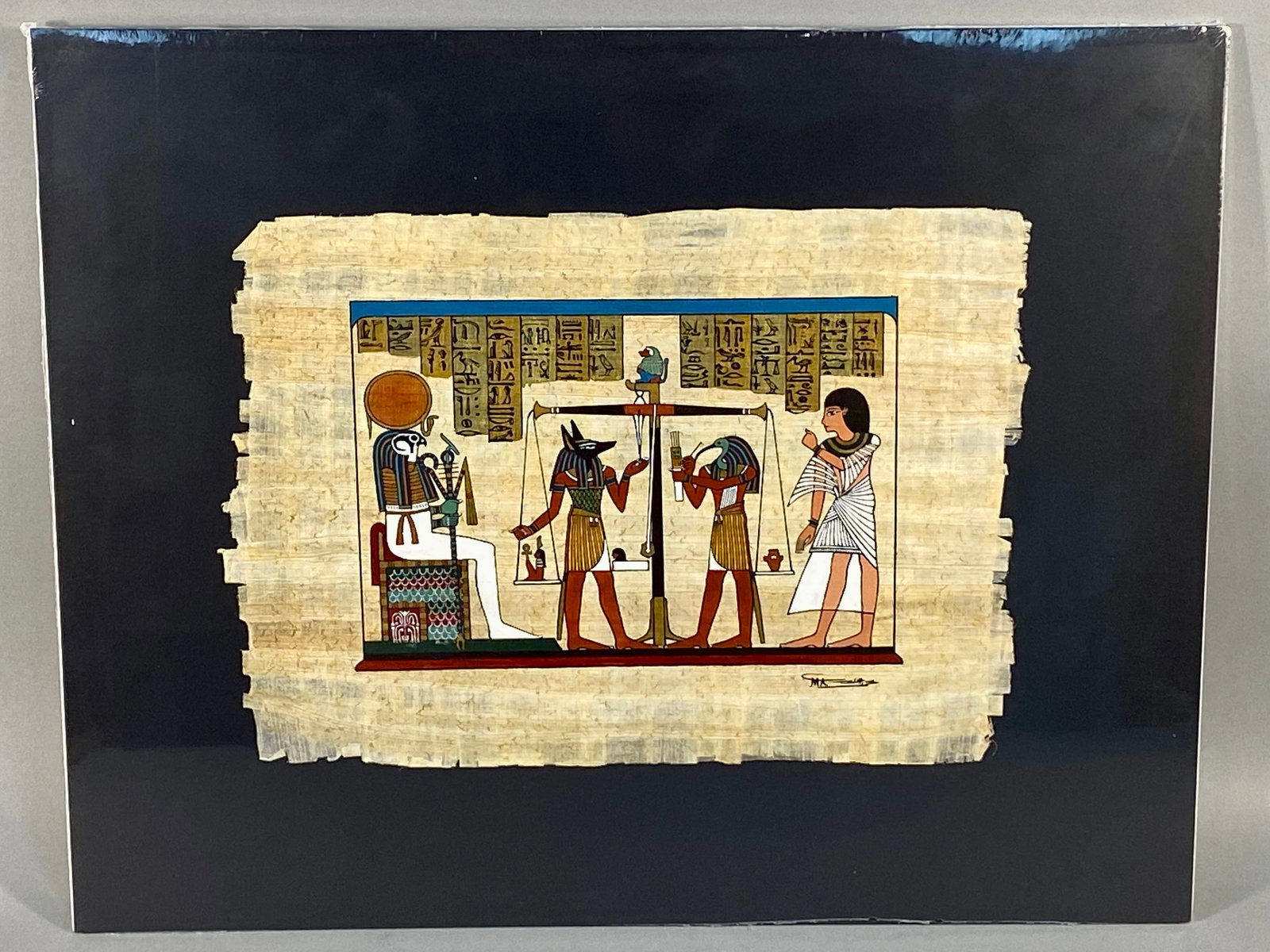 Modern Egyptian Papyrus Painting of the Weighing of the Heart Ceremony (1 of 6)