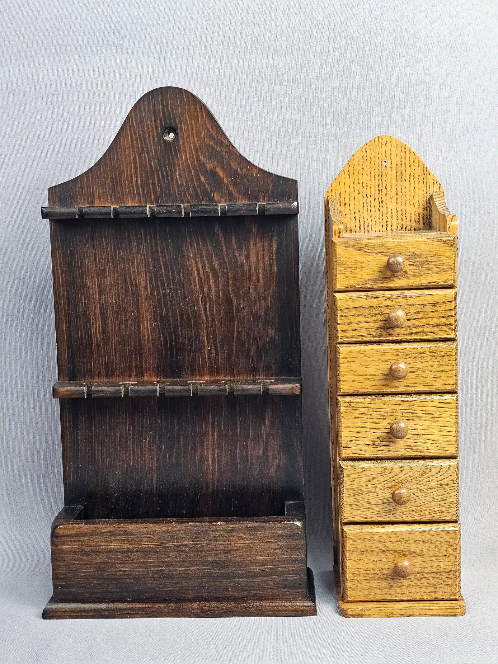 Two Wooden Wall-Hanging Organizers Comprising a Spice Chest and a Spoon Rack (1 of 11)