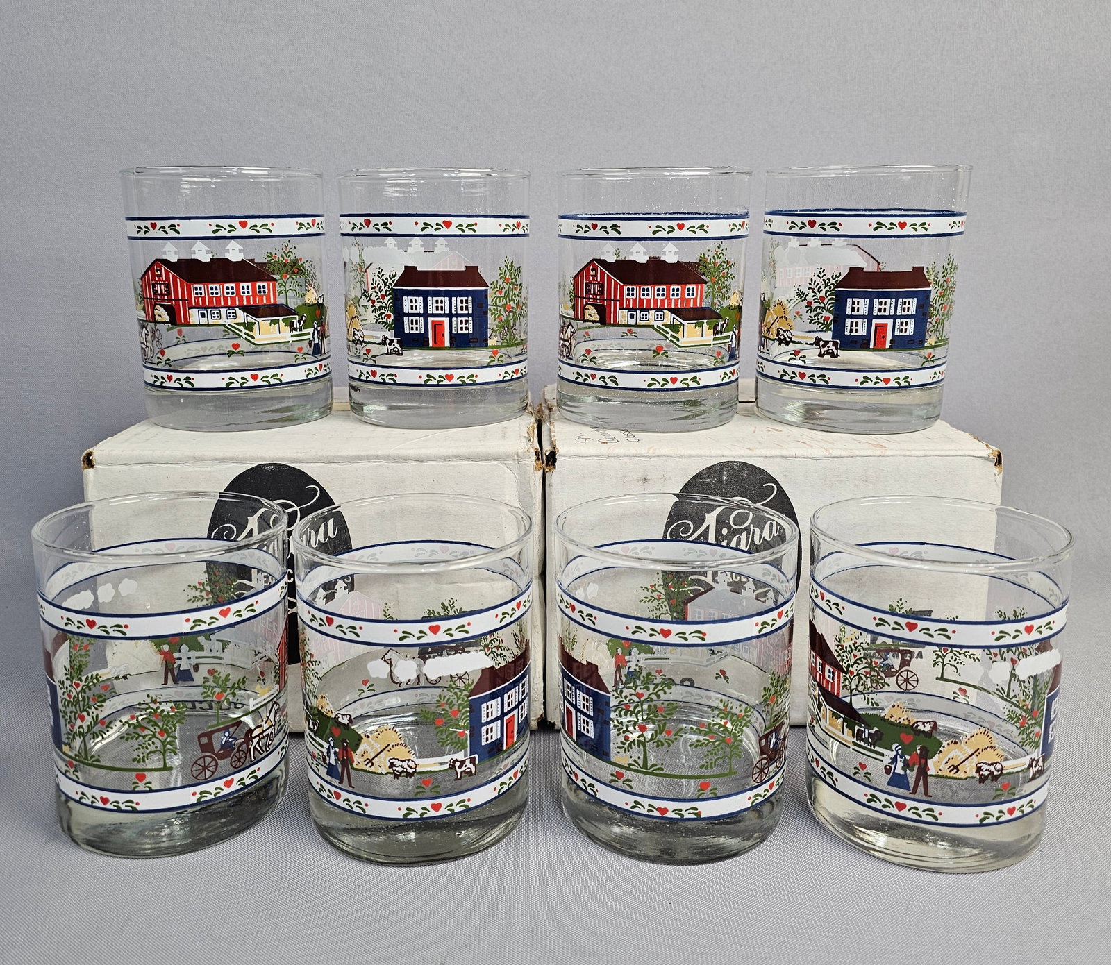 A Set of Eight Tiara Exclusives Heartland Pattern Glass Tumblers (1 of 6)