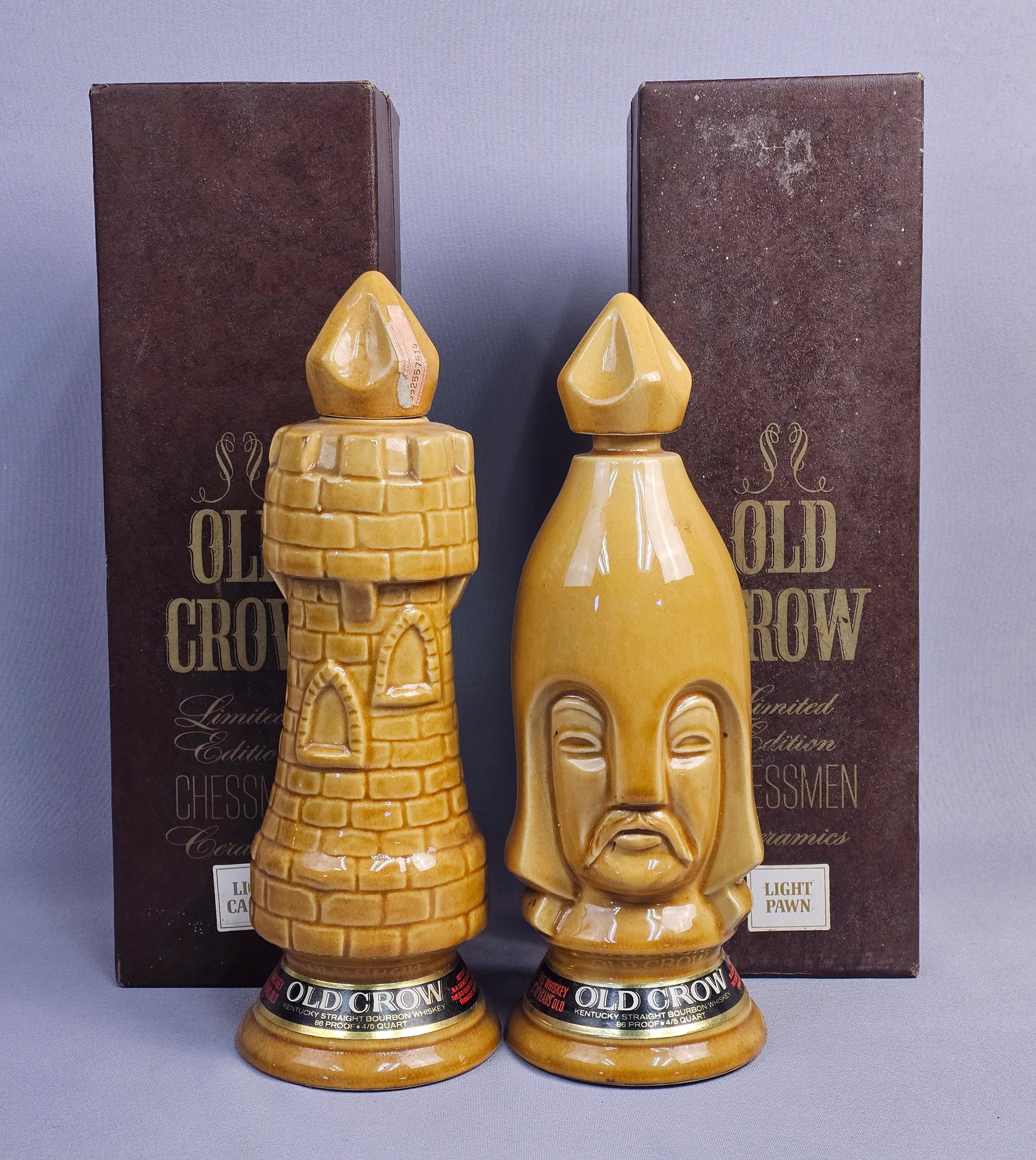 Two Old Crow Chessmen Limited Edition Ceramic Whiskey Decanters (1 of 13)