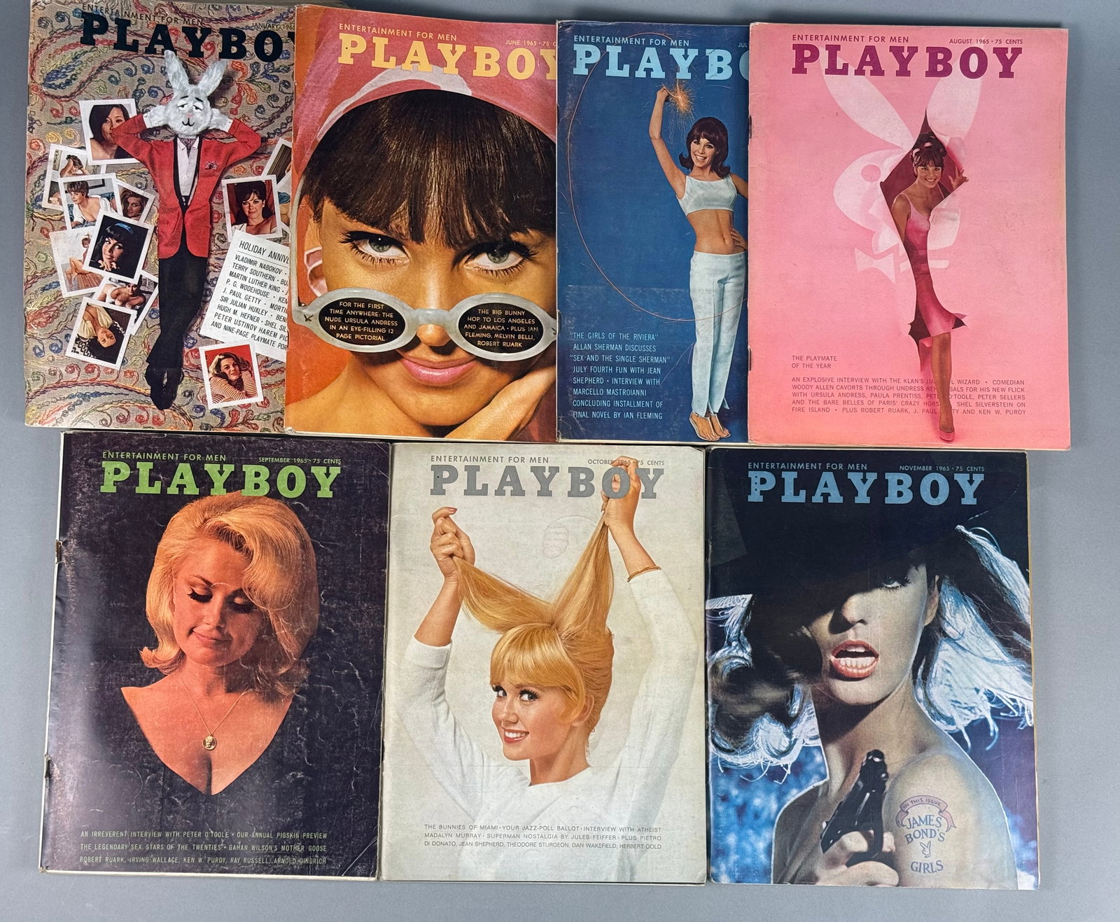 Collection of Seven Vintage Playboy Magazines, 1965 (1 of 11)