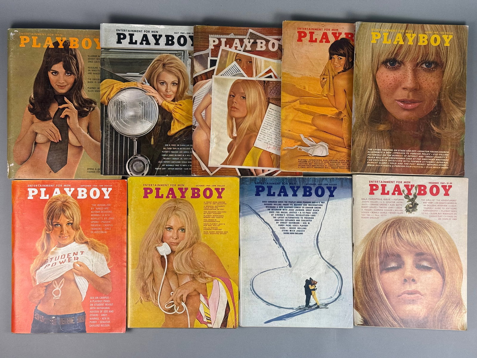 Collection of 9 Playboy Magazines 1969 (1 of 12)