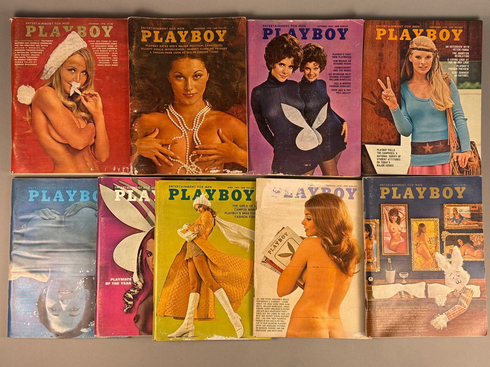 A Group of Nine Vintage Playboy Magazines, 1970 (1 of 14)