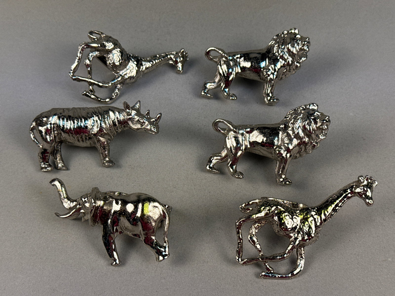 A Set of Six Godinger Metal Safari Animal Napkin Rings (1 of 5)