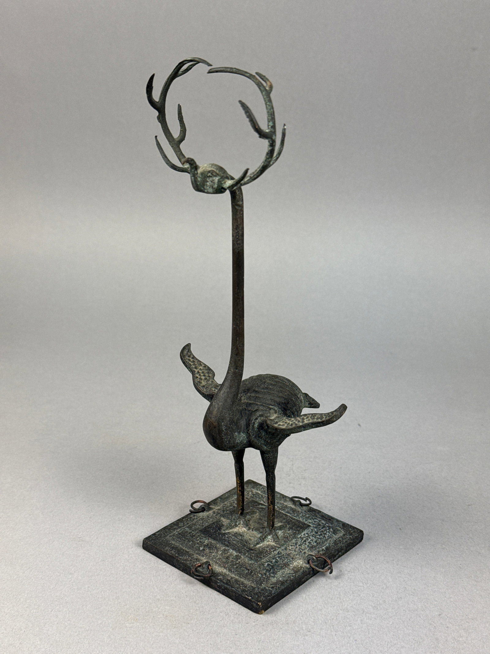 Chinese Bronze Antlered Crane Sculpture (1 of 8)