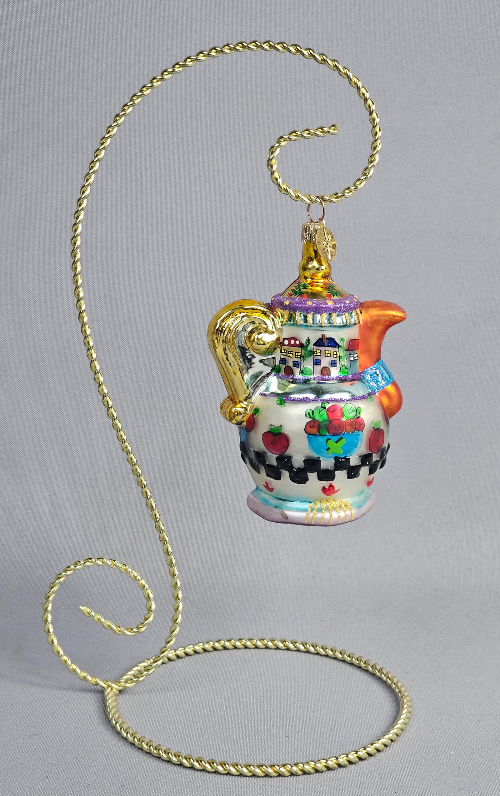 Christopher Radko Hand-Blown Glass Teapot Ornament and Display Stand (1 of 6)