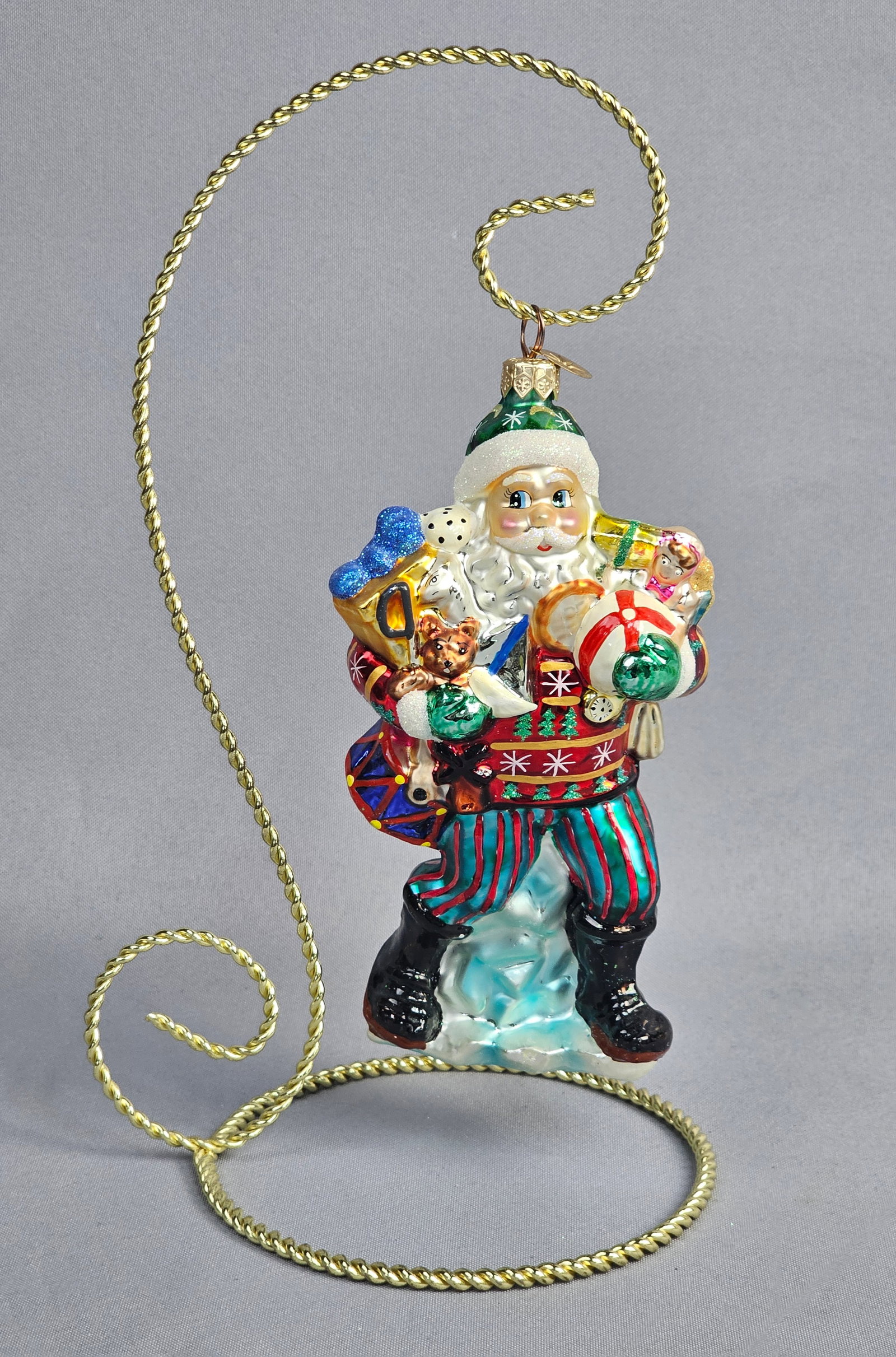 Christopher Radko Wreath Wrangler Claus Glass Christmas Ornament (1 of 6)