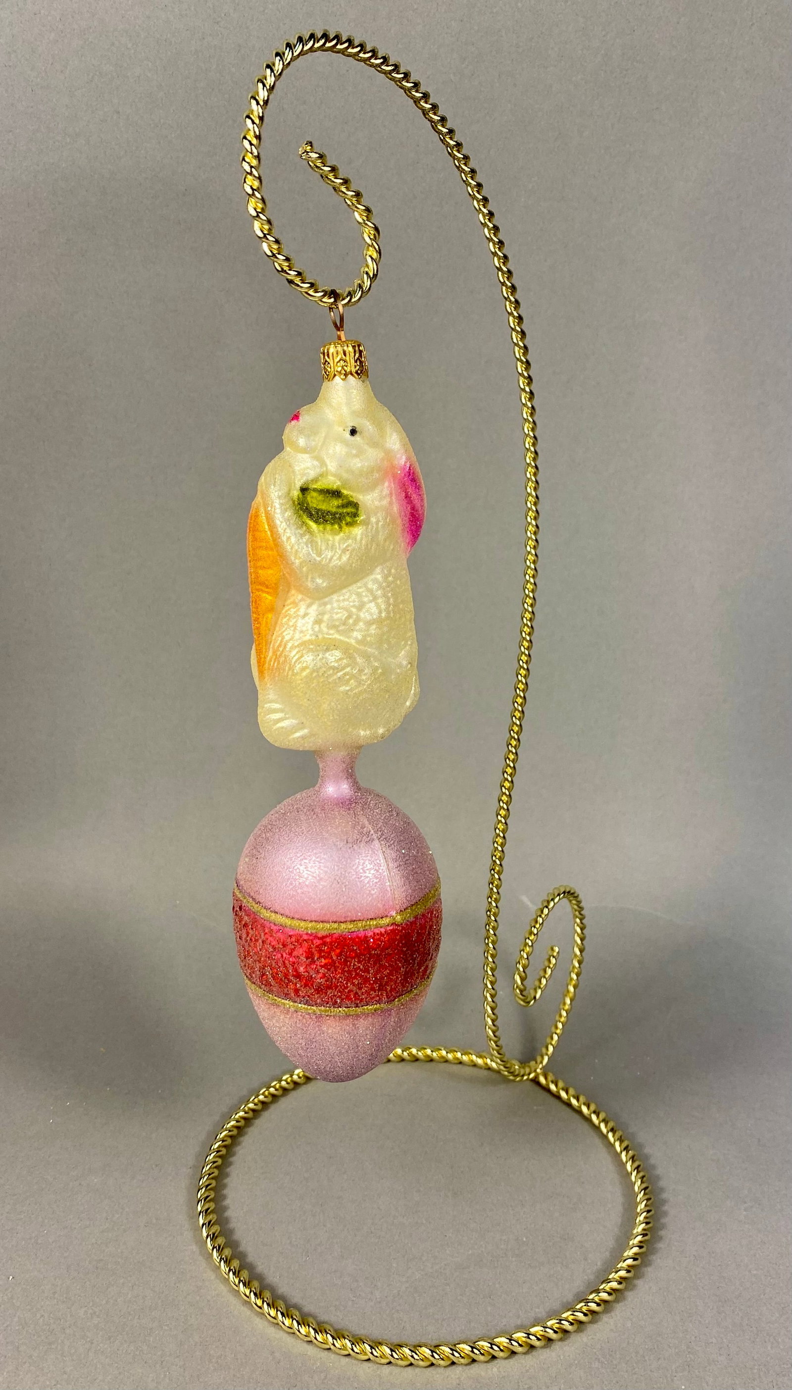 Christopher Radko Figural Glass Bunny on Egg Holiday Ornament (1 of 4)