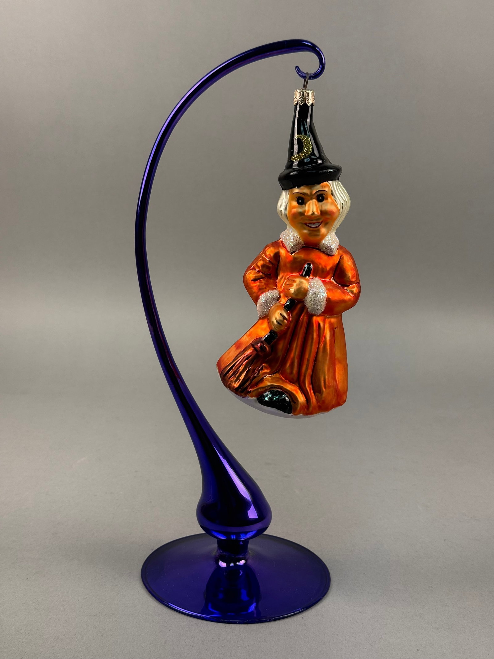 Radko Glass Halloween Witch Ornament with Broomstick (1 of 6)