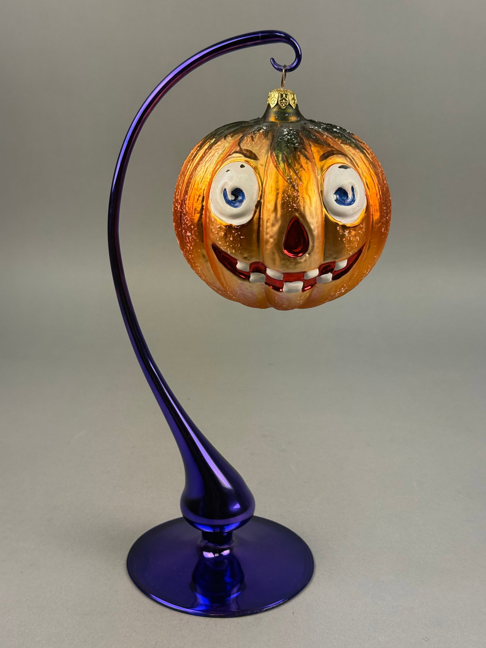 Radko Blown Glass Jack-O-Lantern Halloween Ornament with Display Stand (1 of 7)