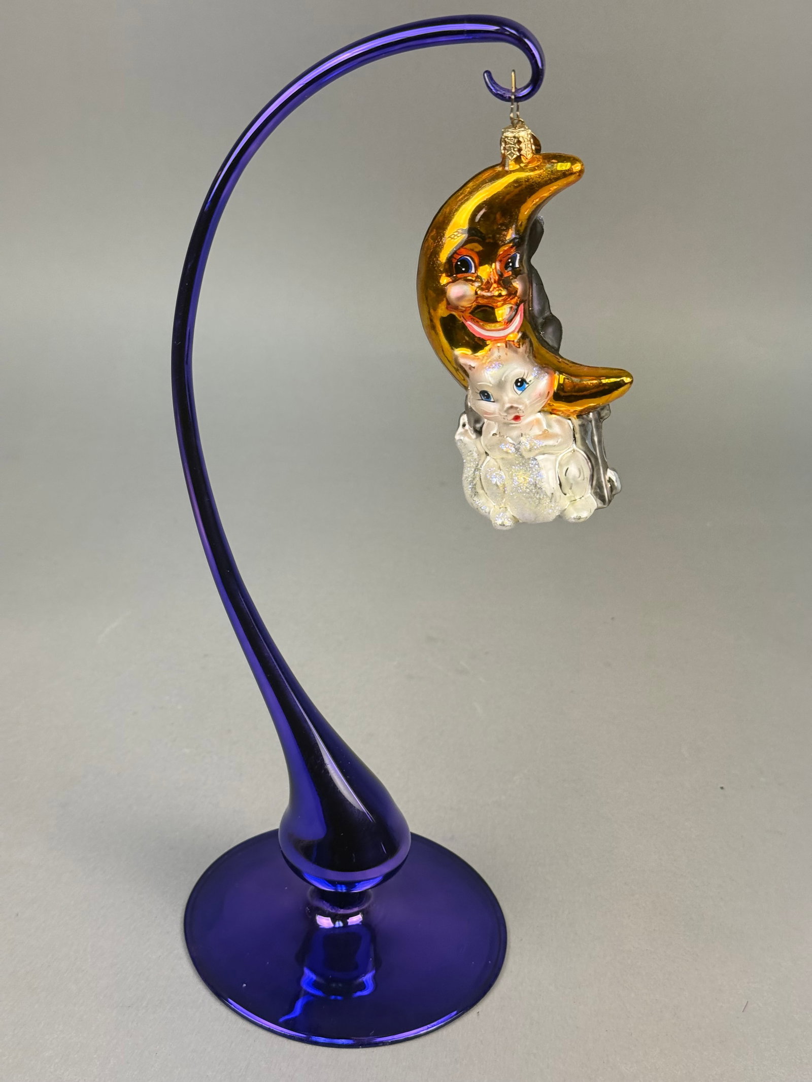 Radko Blown Glass Cat on the Moon Christmas Ornament (1 of 6)