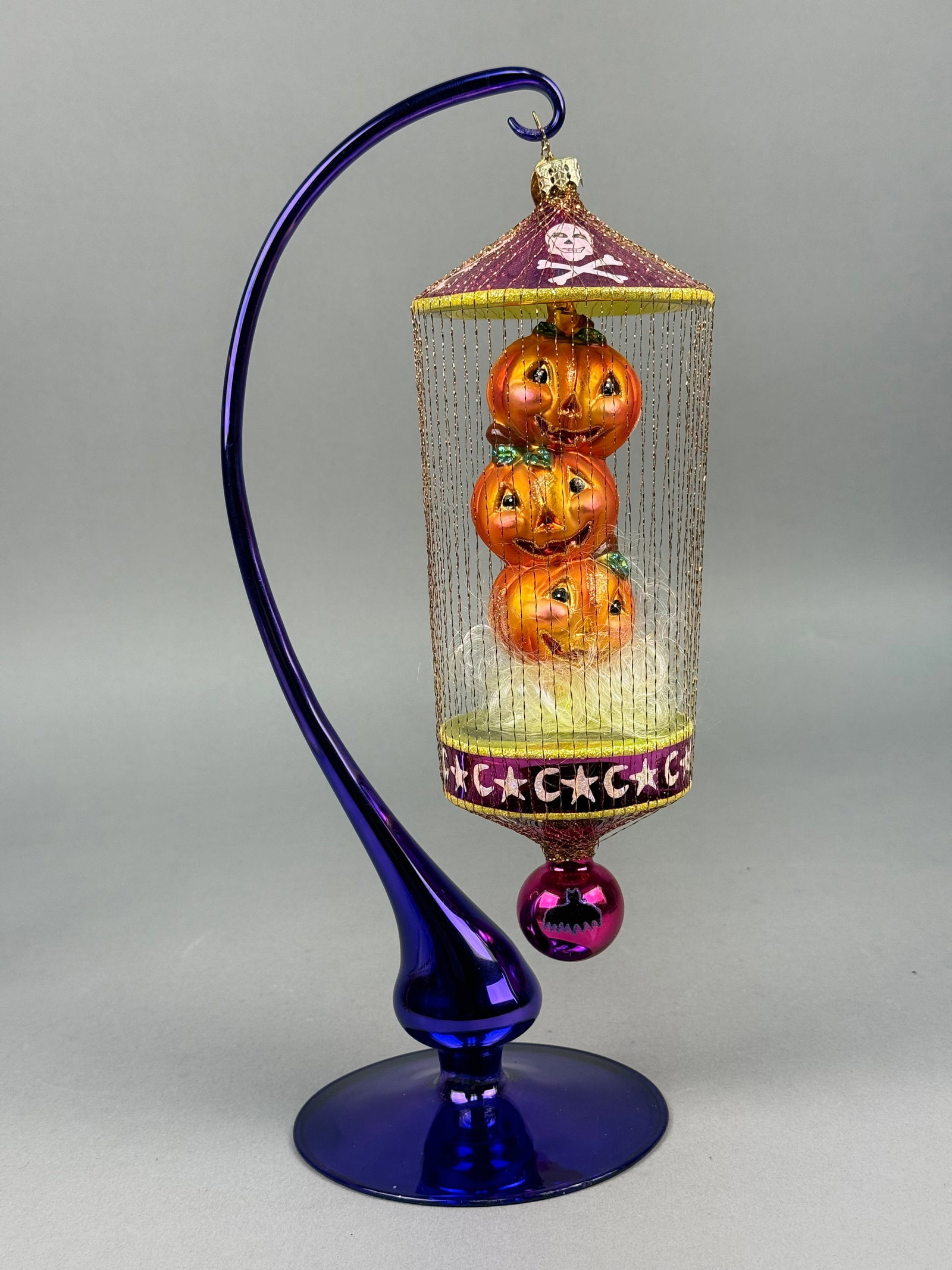 Radko Halloween Jack-O-Lantern Birdcage Blown Glass Ornament (1 of 8)