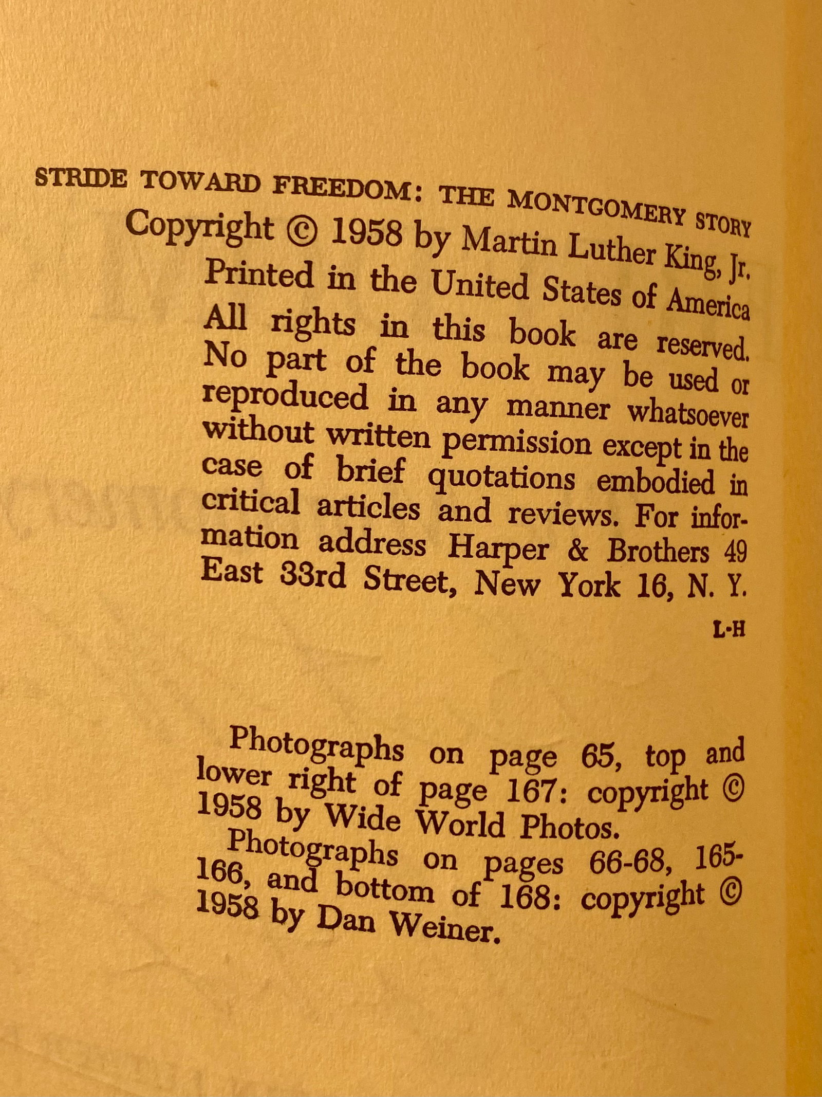 King, Martin Luther, Jr. Stride Toward Freedom: The Montgomery Story. Harper & Brothers, 1958. First - 7