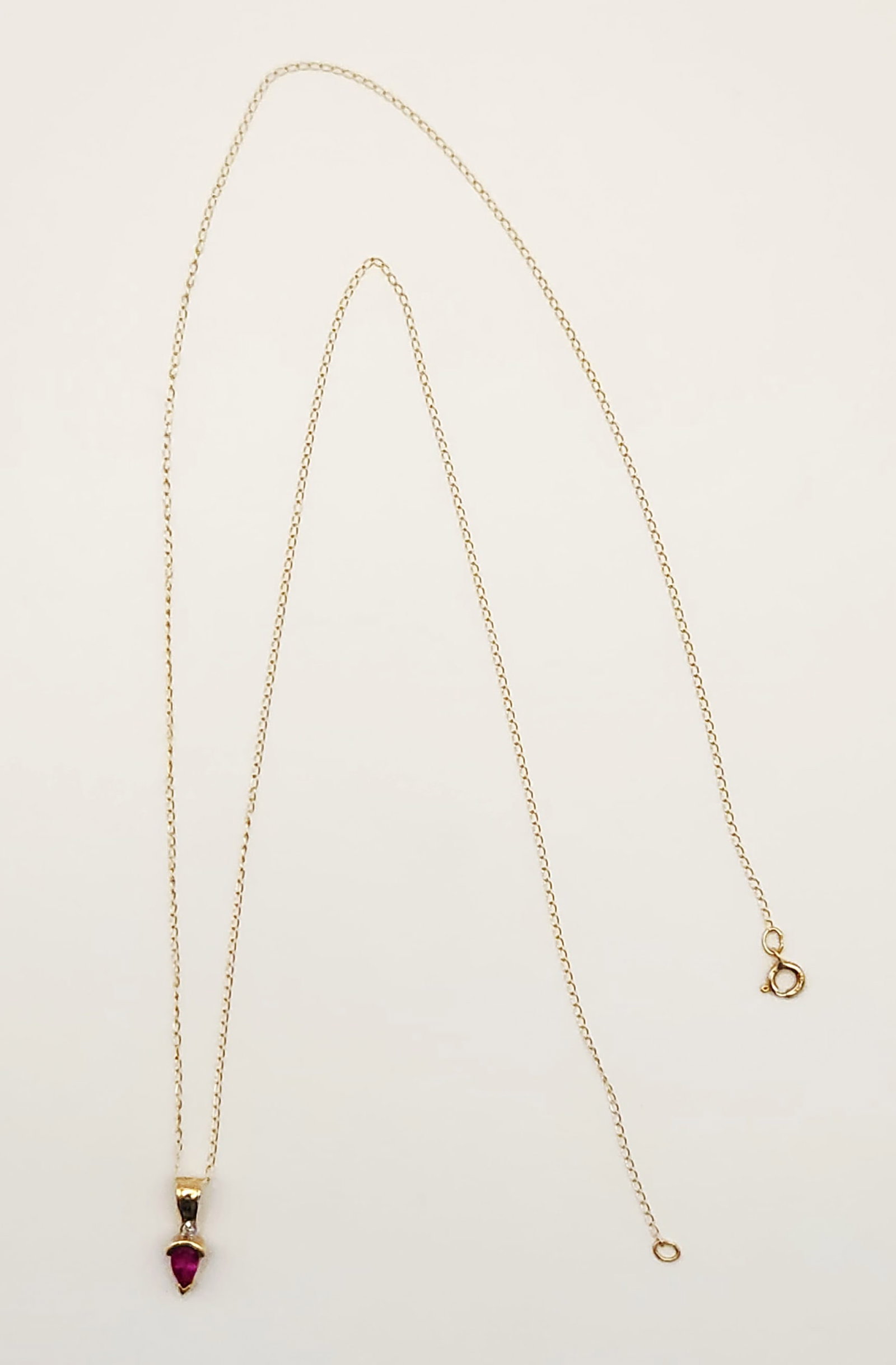 14K Gold Ruby Necklace 0.9 Grams - 2