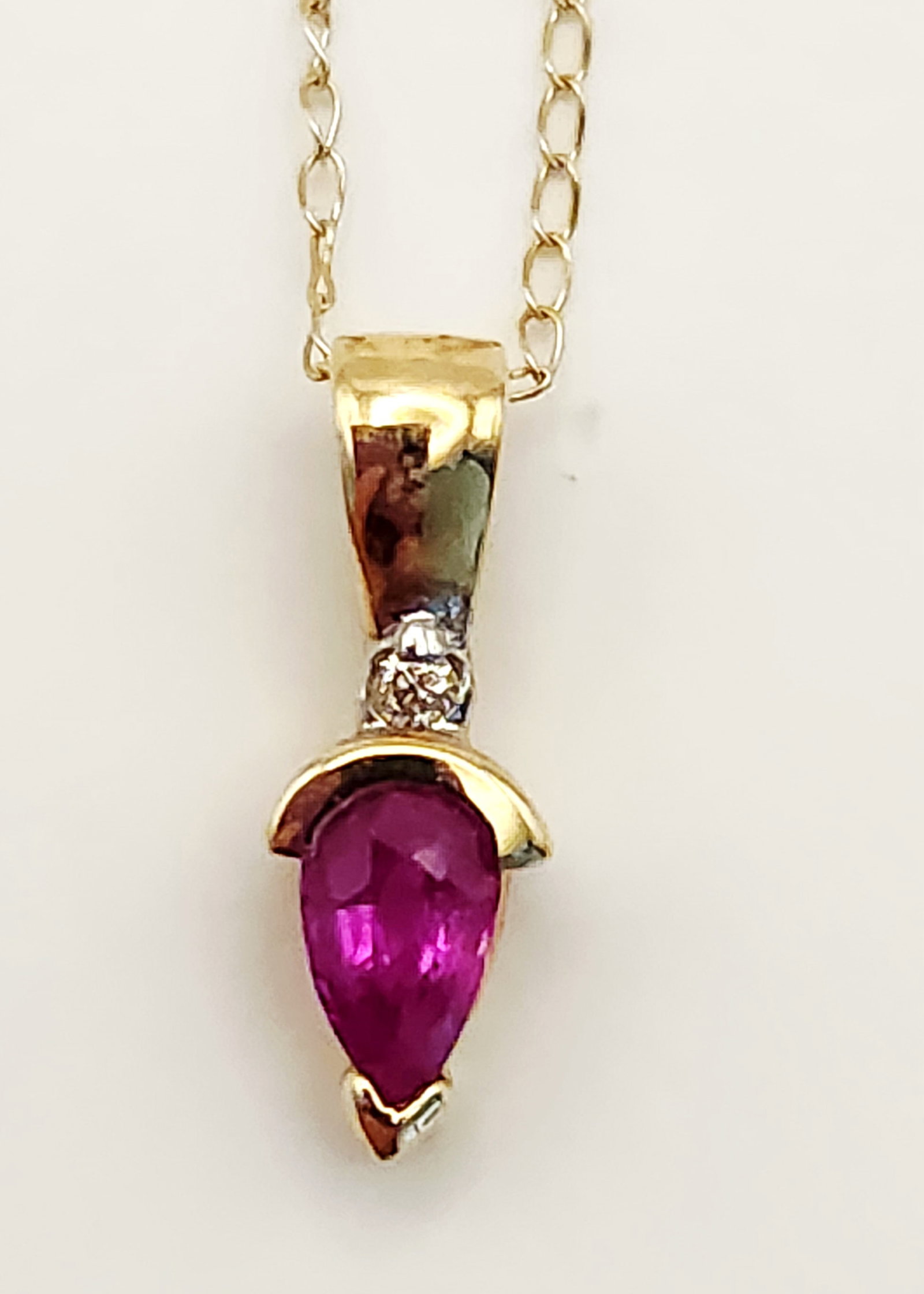 14K Gold Ruby Necklace 0.9 Grams - 3