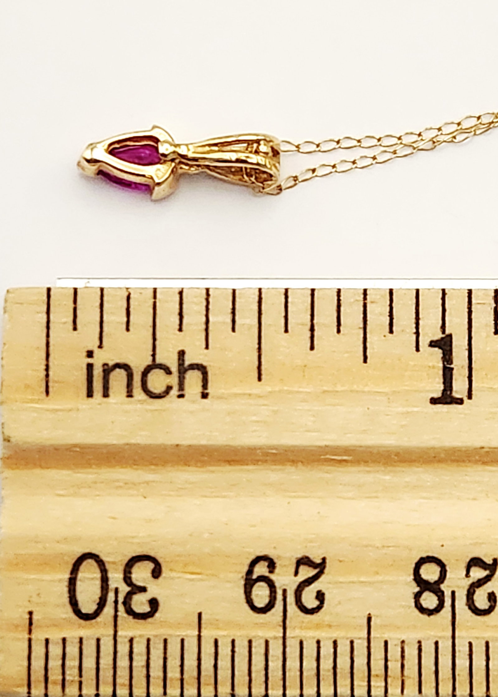14K Gold Ruby Necklace 0.9 Grams - 4