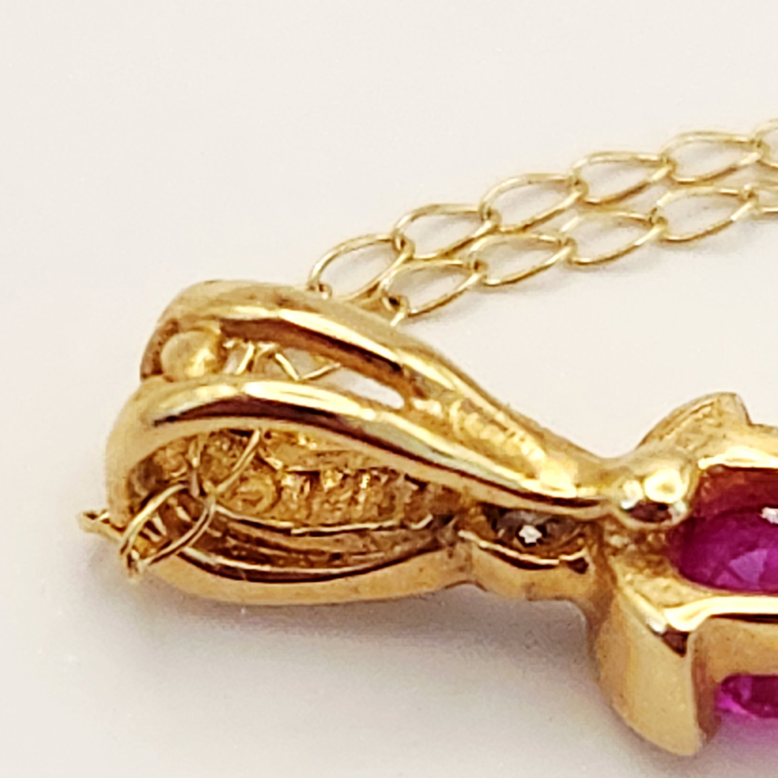 14K Gold Ruby Necklace 0.9 Grams - 5