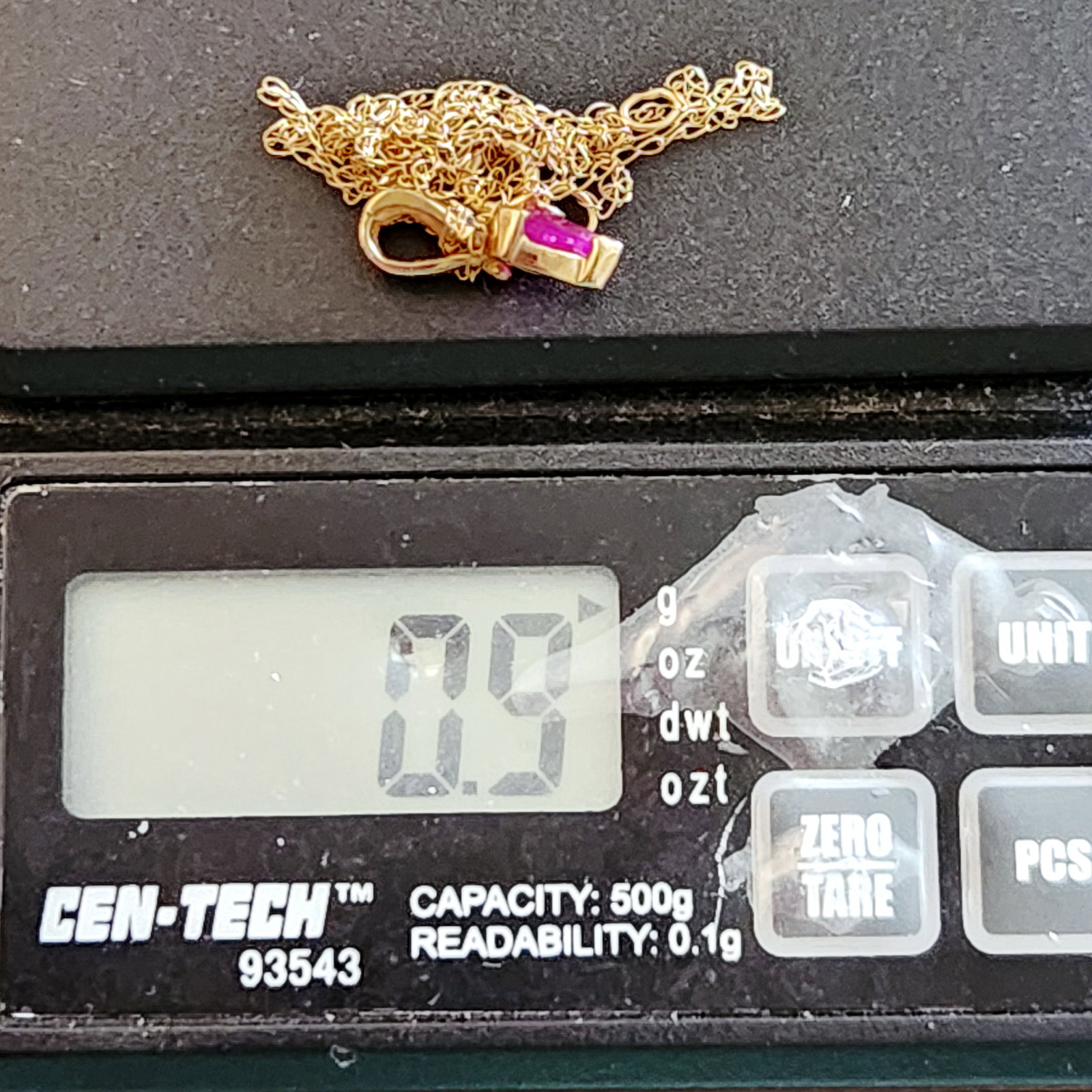 14K Gold Ruby Necklace 0.9 Grams - 8