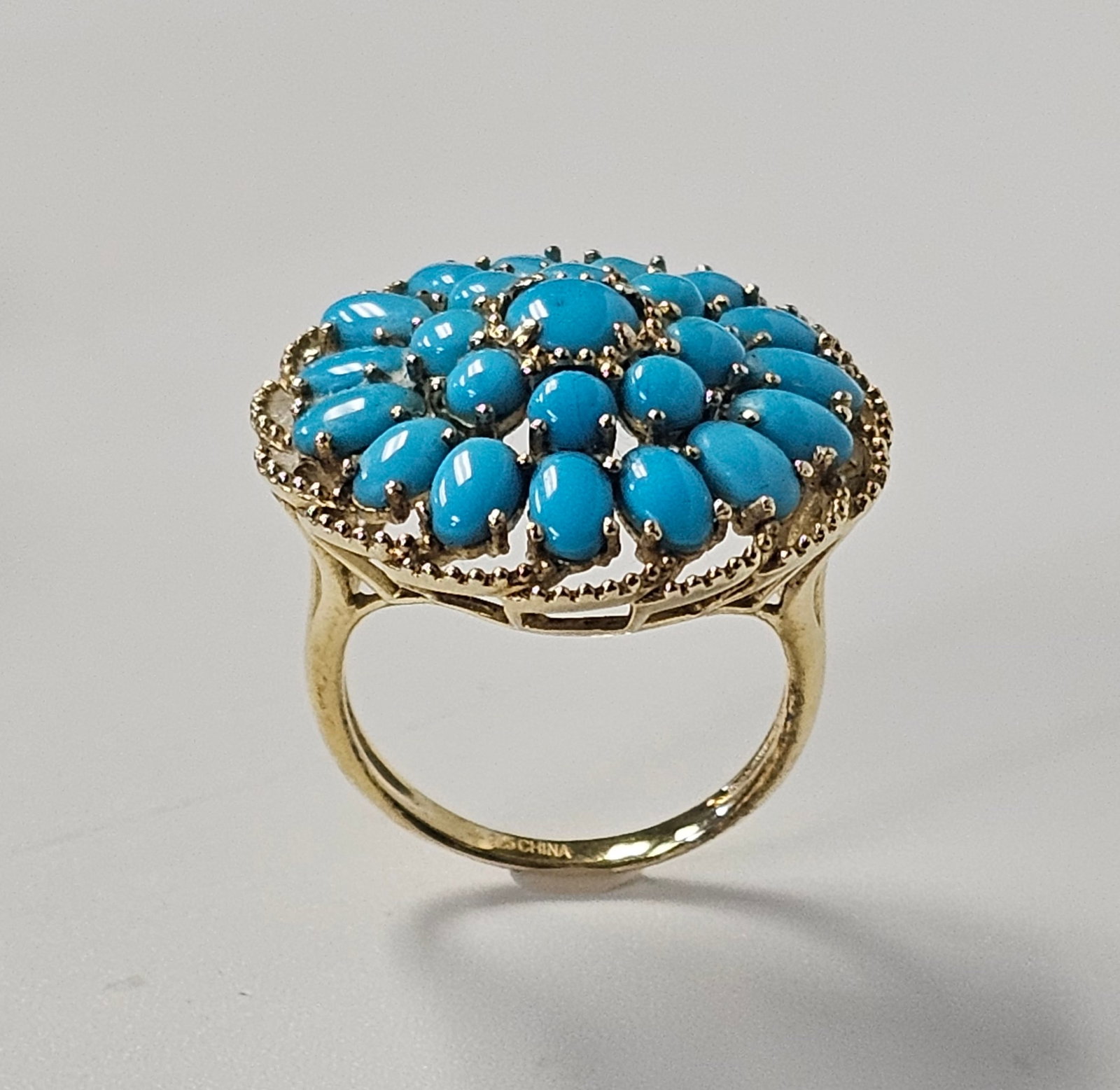 Gold Washed Sterling Turquoise Ring - 2
