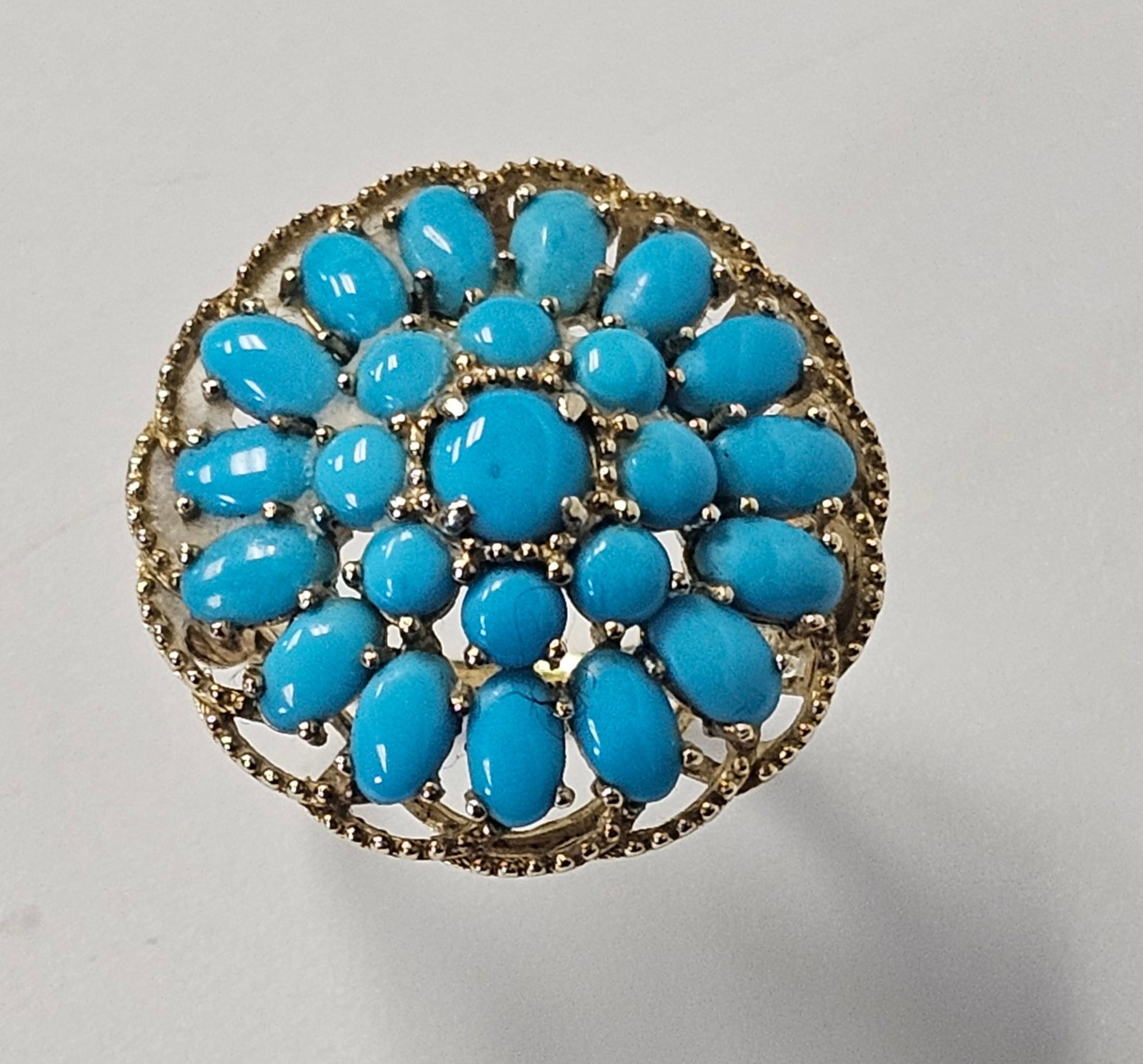 Gold Washed Sterling Turquoise Ring - 3