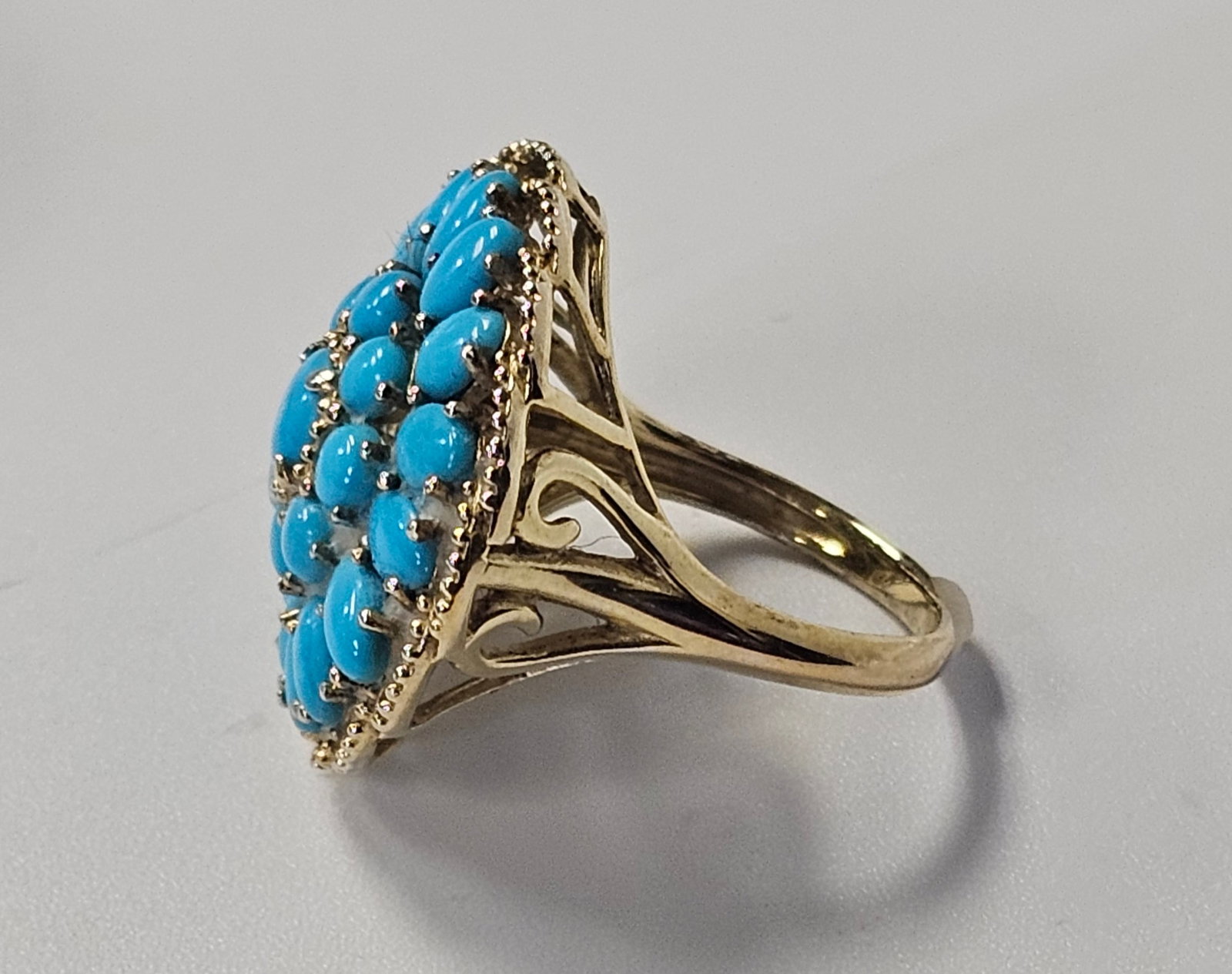 Gold Washed Sterling Turquoise Ring - 4