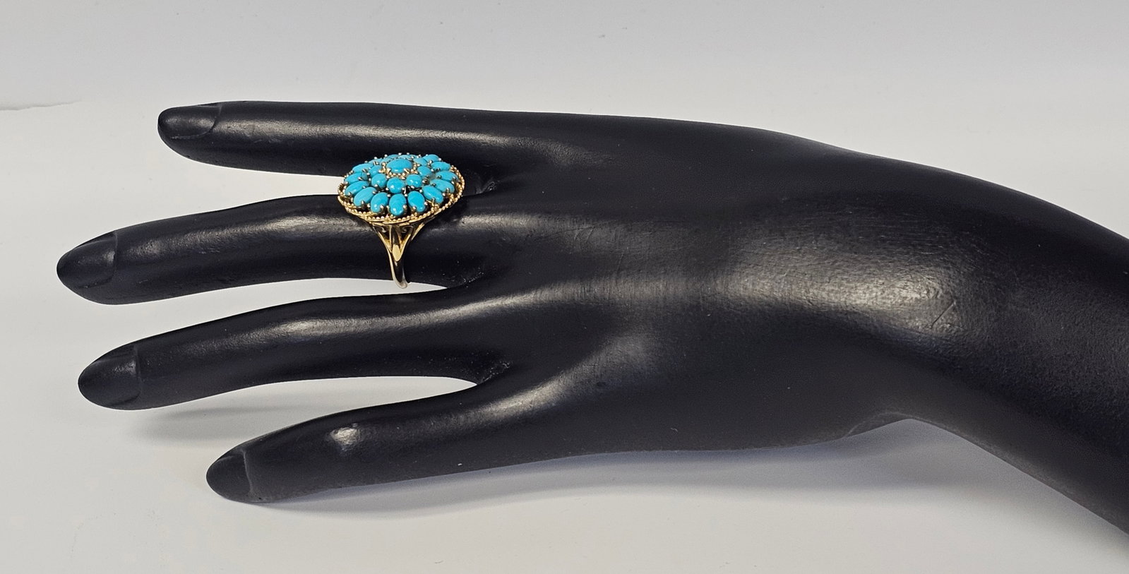 Gold Washed Sterling Turquoise Ring - 8