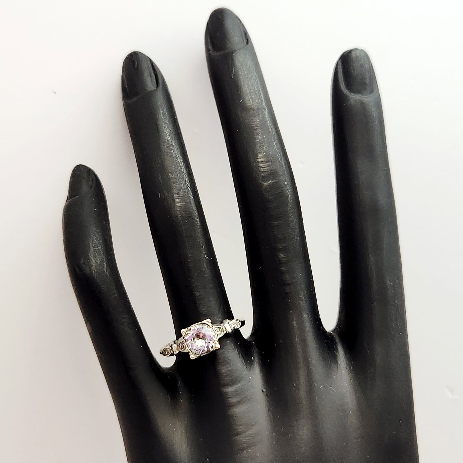 Vintage Sterling Crystal Ring - 4