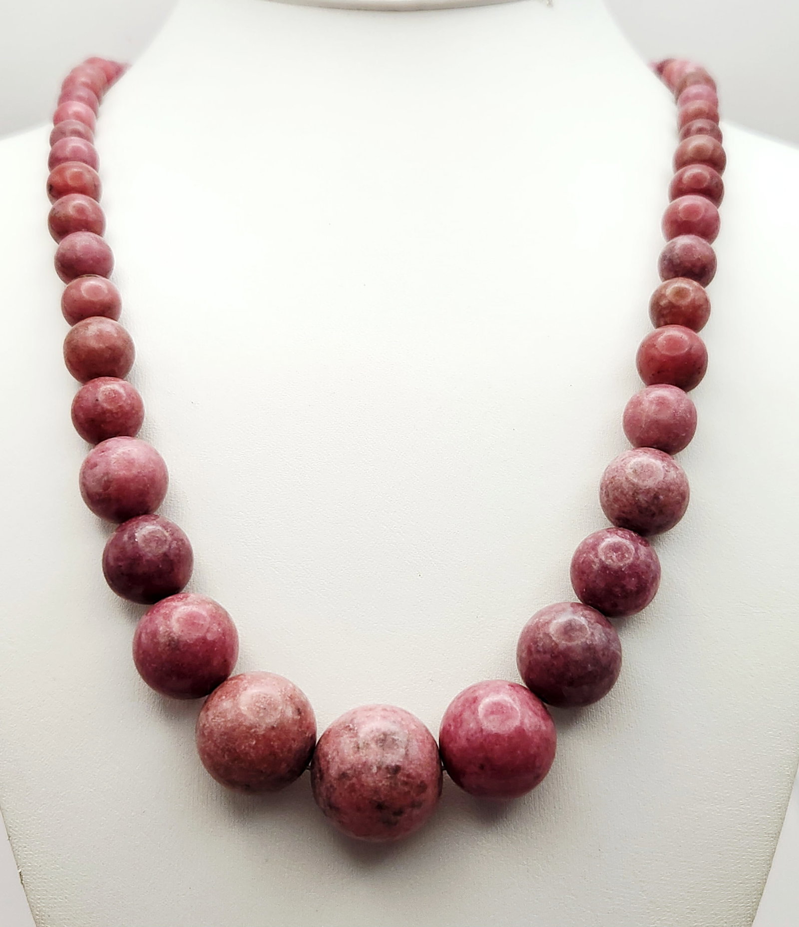 DRT Rhodonite Bead Necklace Sterling Clasp (1 of 7)