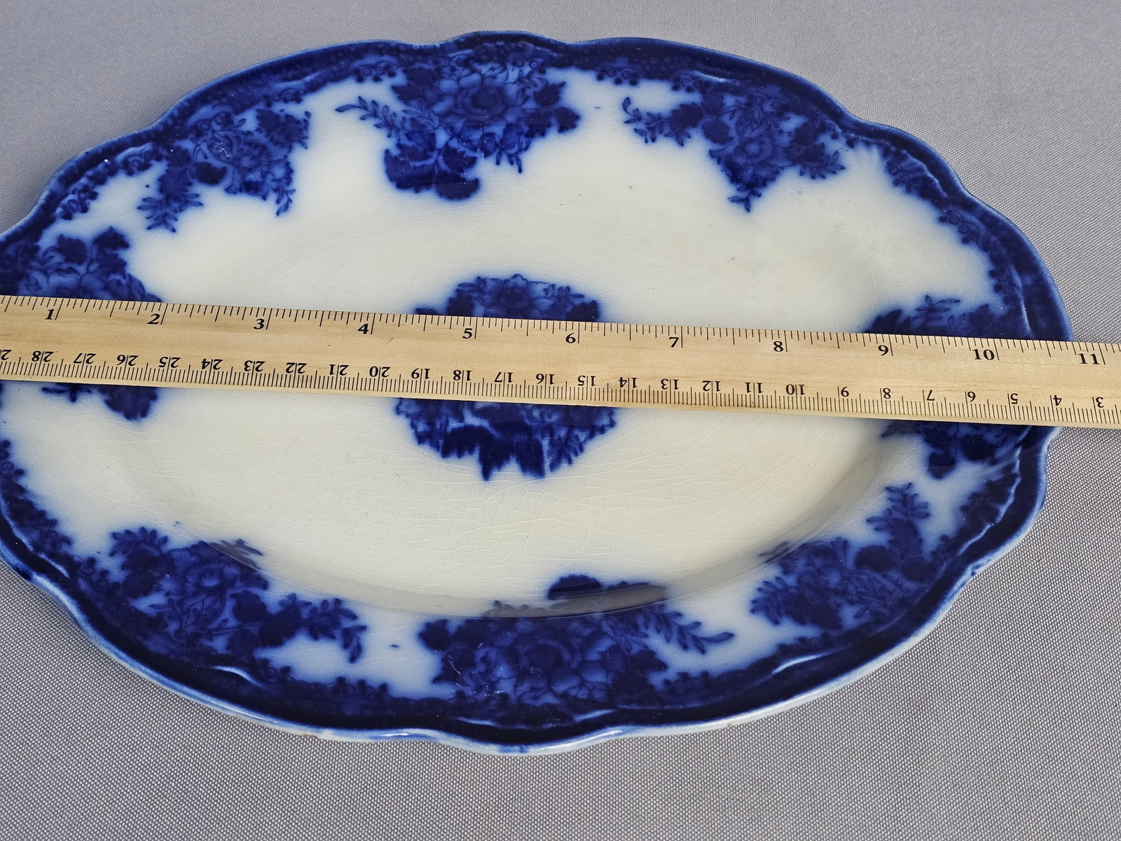 New Wharf Pottery Waldorf Pattern Flow Blue Earthenware Platter - 2