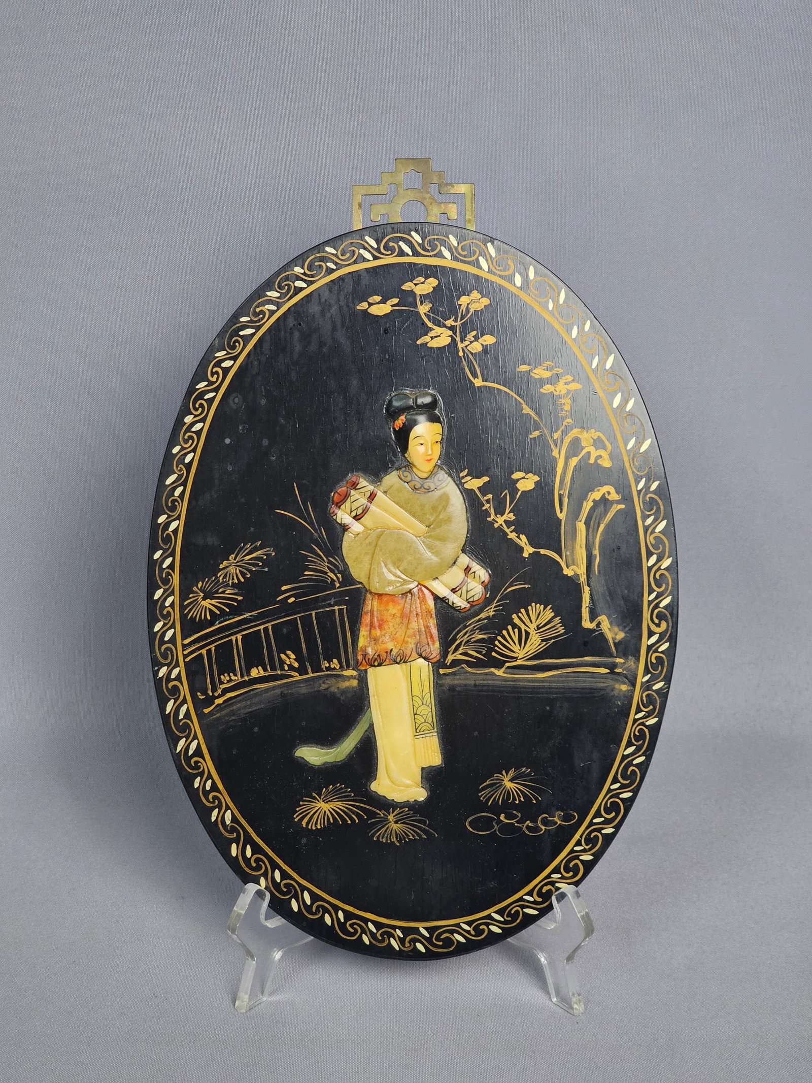 Chinese Export Black Lacquer Plaque (1 of 8)