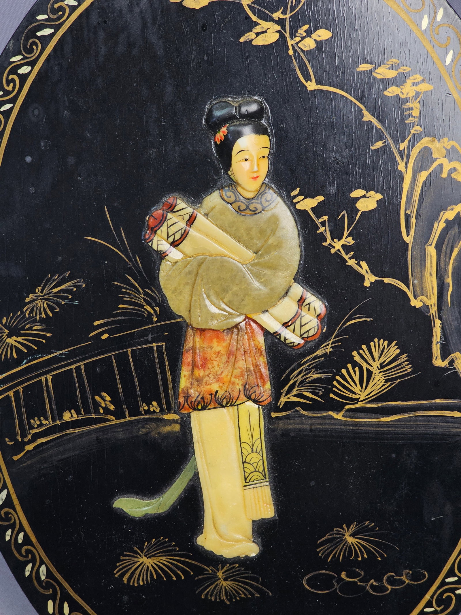 Chinese Export Black Lacquer Plaque - 2