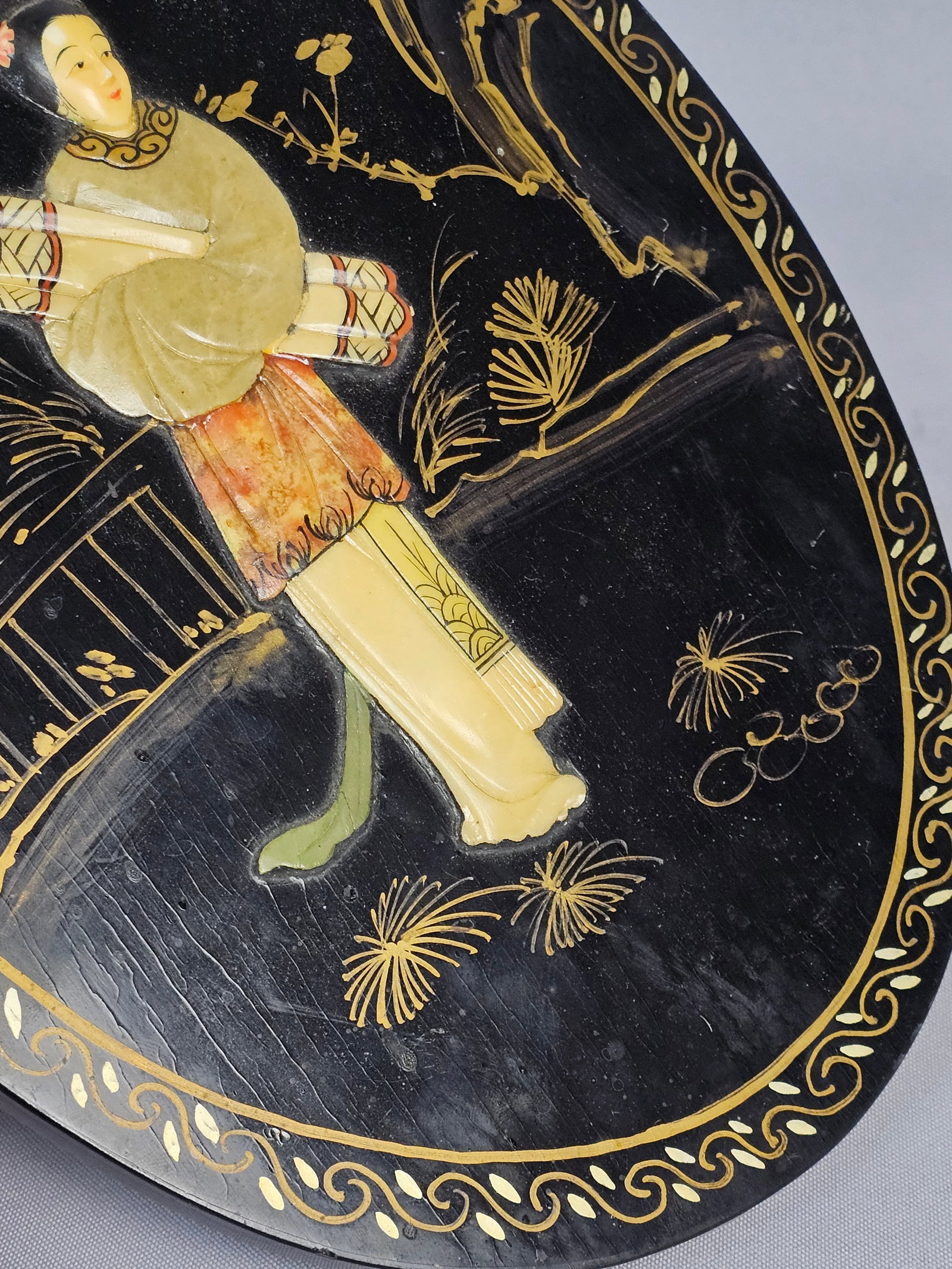 Chinese Export Black Lacquer Plaque - 4