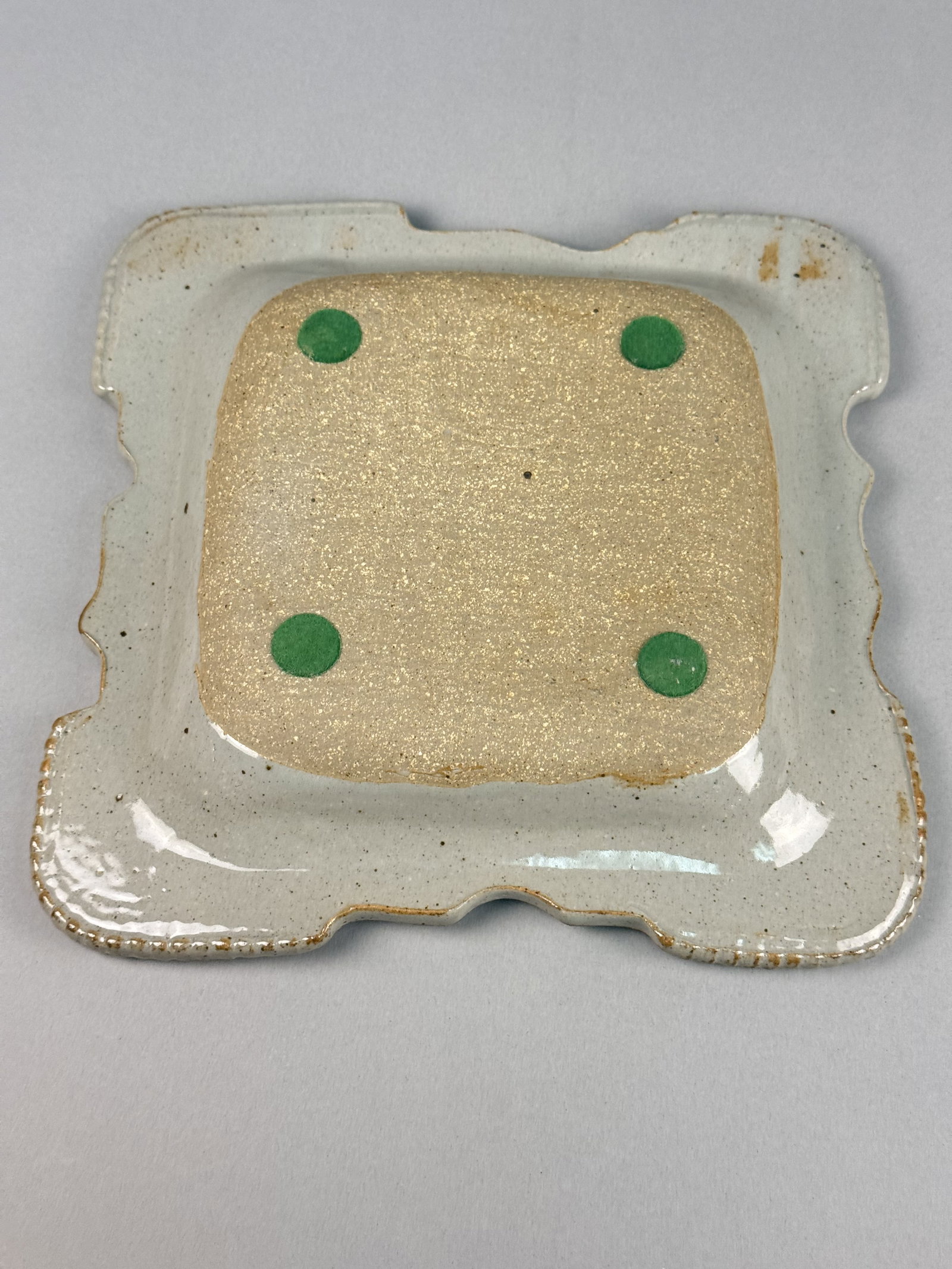 Signed Postmodern Memphis Style Studio Ceramic Square Bowl - 7