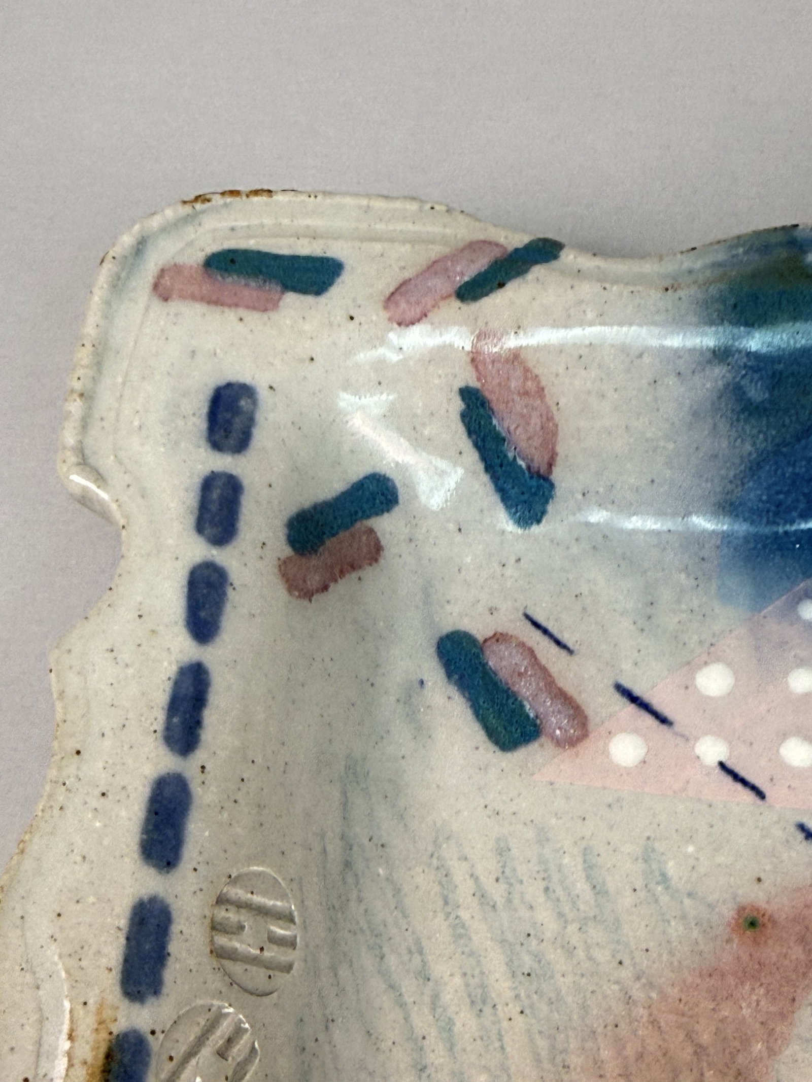 Signed Postmodern Memphis Style Studio Ceramic Square Bowl - 8