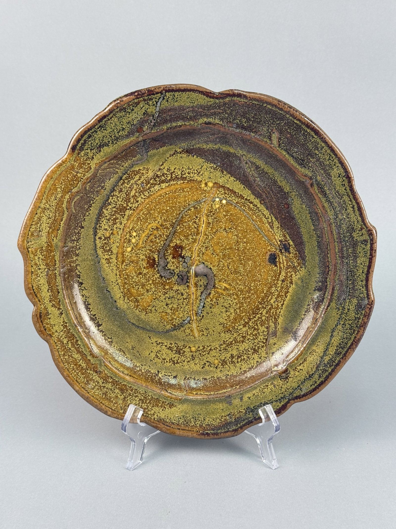 John Glick Plum Tree Pottery Studio Stoneware Scalloped Charger (1 of 4)